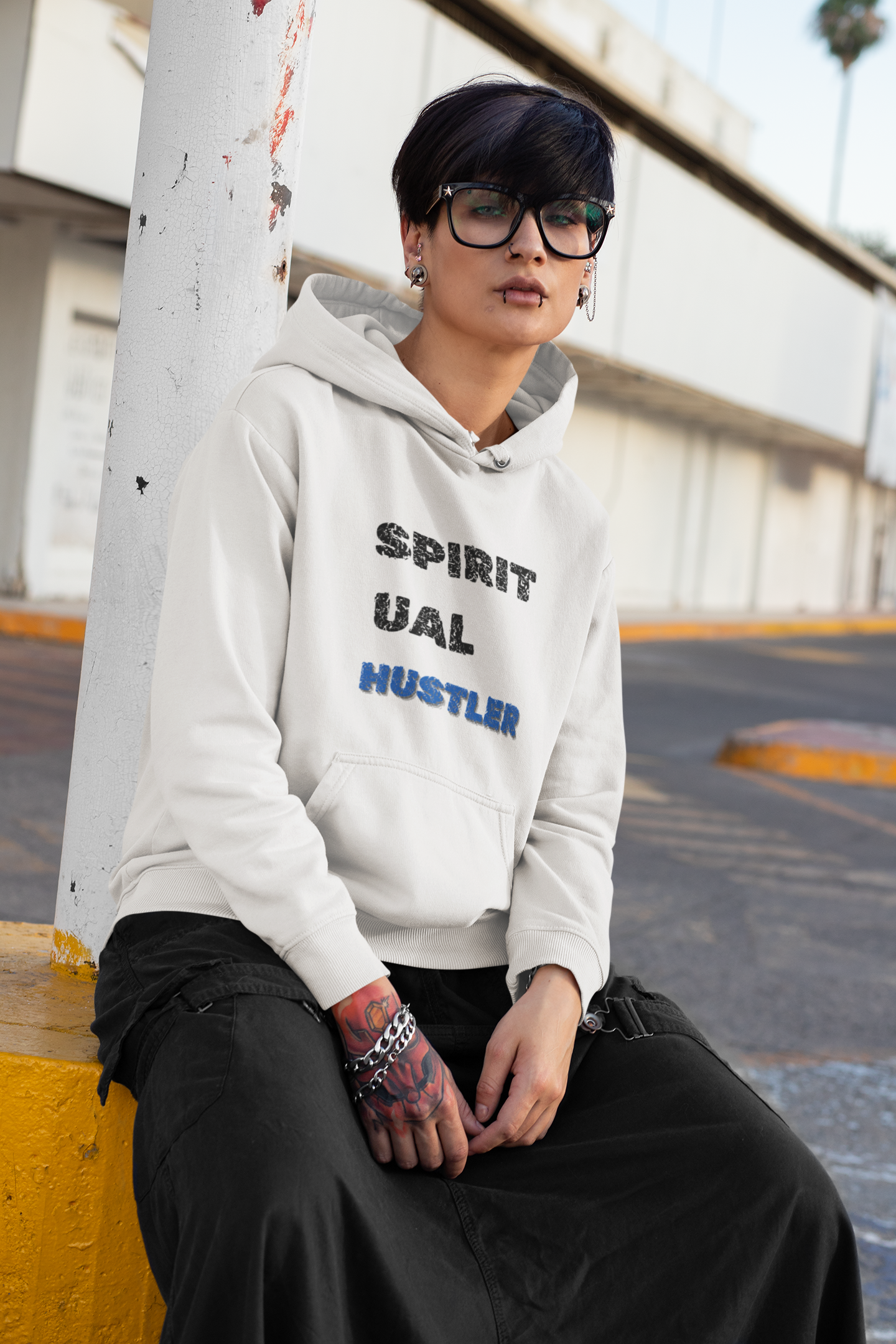 Spiritual Hustler Hoodie | Unisex Graphic College Sweatshirt, Motivational Gift, Casual Wear, Cozy Layering