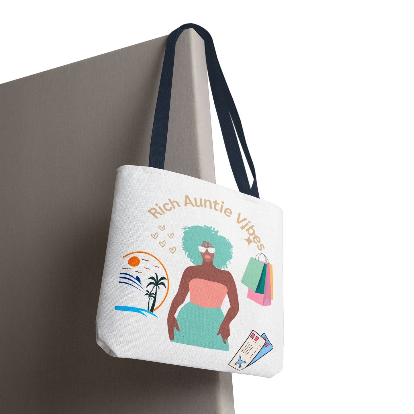 Chic Tote Bag - 'Rich Auntie Vibes', Reusable Shopping Bag, Gift for Aunt - AUNTIE VIKKI