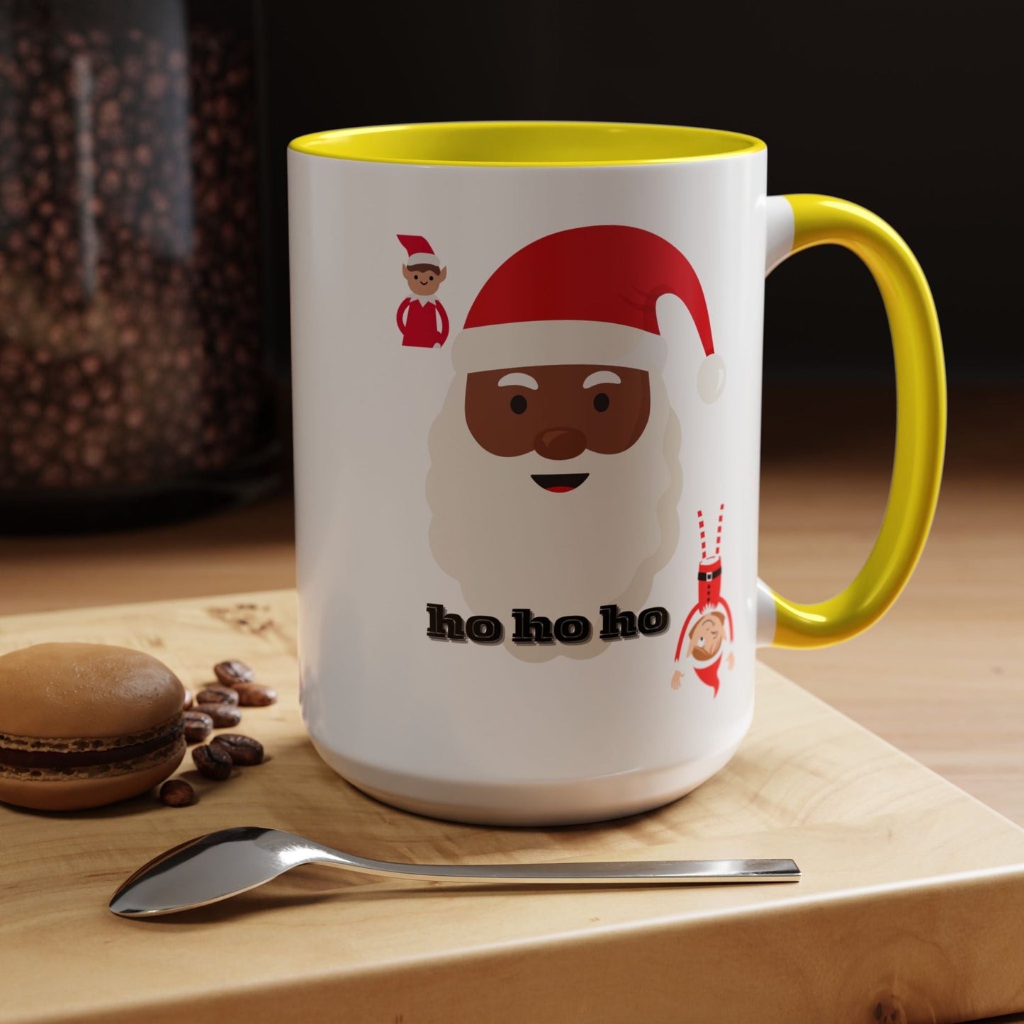 Coffee Mug, Santa Holiday Cheer Christmas Gift, African American Family Celebration, Festive Accent Mug - AUNTIE VIKKI