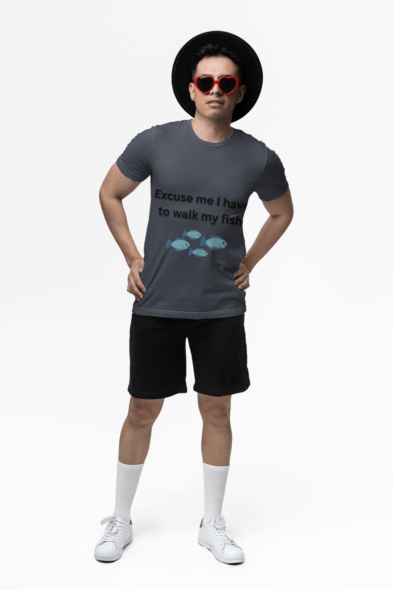 Funny Fish Walking Tee, Unisex Heavy Cotton Shirt, Quirky Gift for Fish Lovers, Casual Wear, Perfect for Aquarists - AUNTIE VIKKI