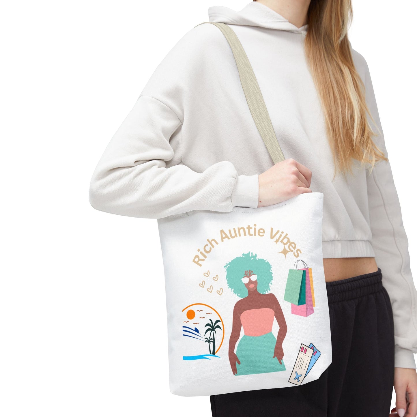 Chic Tote Bag - 'Rich Auntie Vibes', Reusable Shopping Bag, Gift for Aunt - AUNTIE VIKKI
