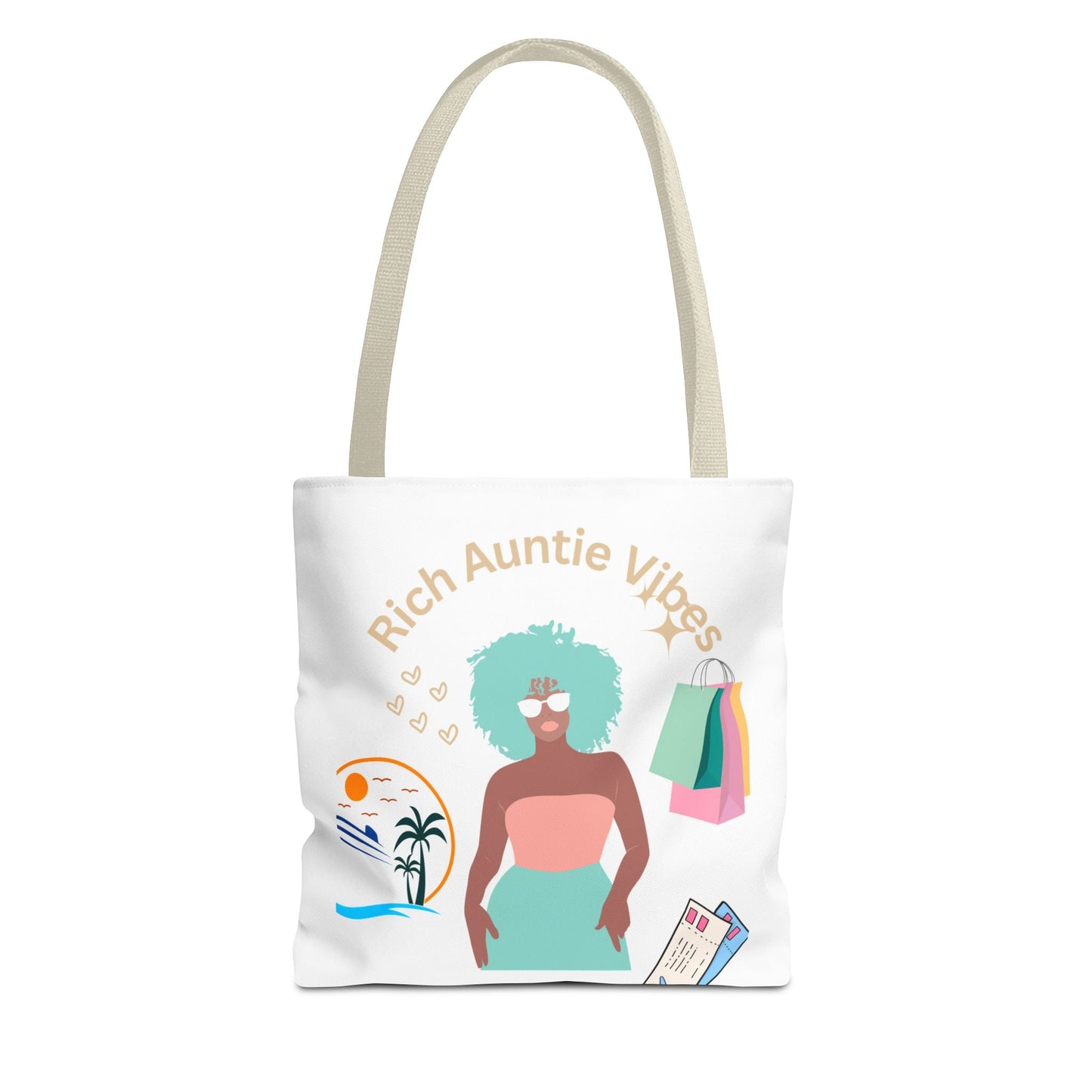 Chic Tote Bag - 'Rich Auntie Vibes', Reusable Shopping Bag, Gift for Aunt - AUNTIE VIKKI