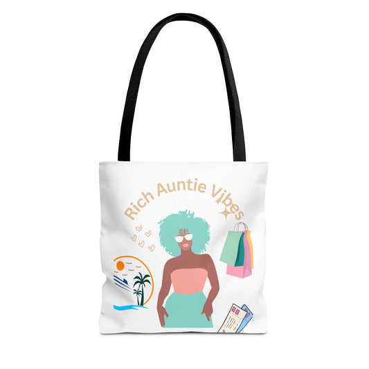 Chic Tote Bag - 'Rich Auntie Vibes', Reusable Shopping Bag, Gift for Aunt - AUNTIE VIKKI