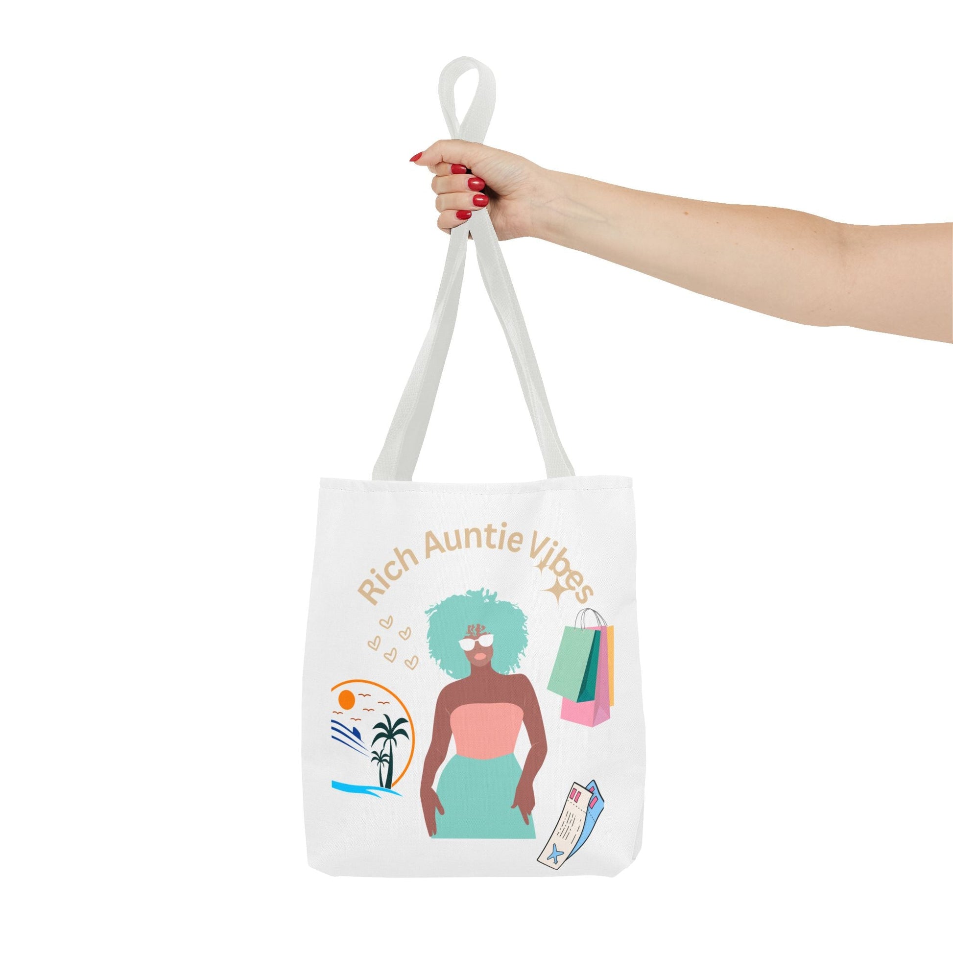Chic Tote Bag - 'Rich Auntie Vibes', Reusable Shopping Bag, Gift for Aunt - AUNTIE VIKKI