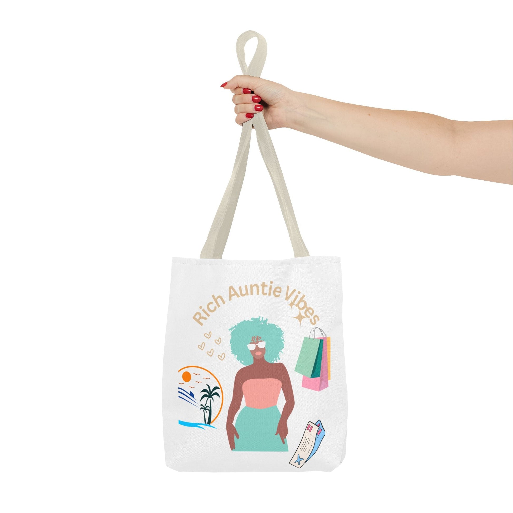 Chic Tote Bag - 'Rich Auntie Vibes', Reusable Shopping Bag, Gift for Aunt - AUNTIE VIKKI