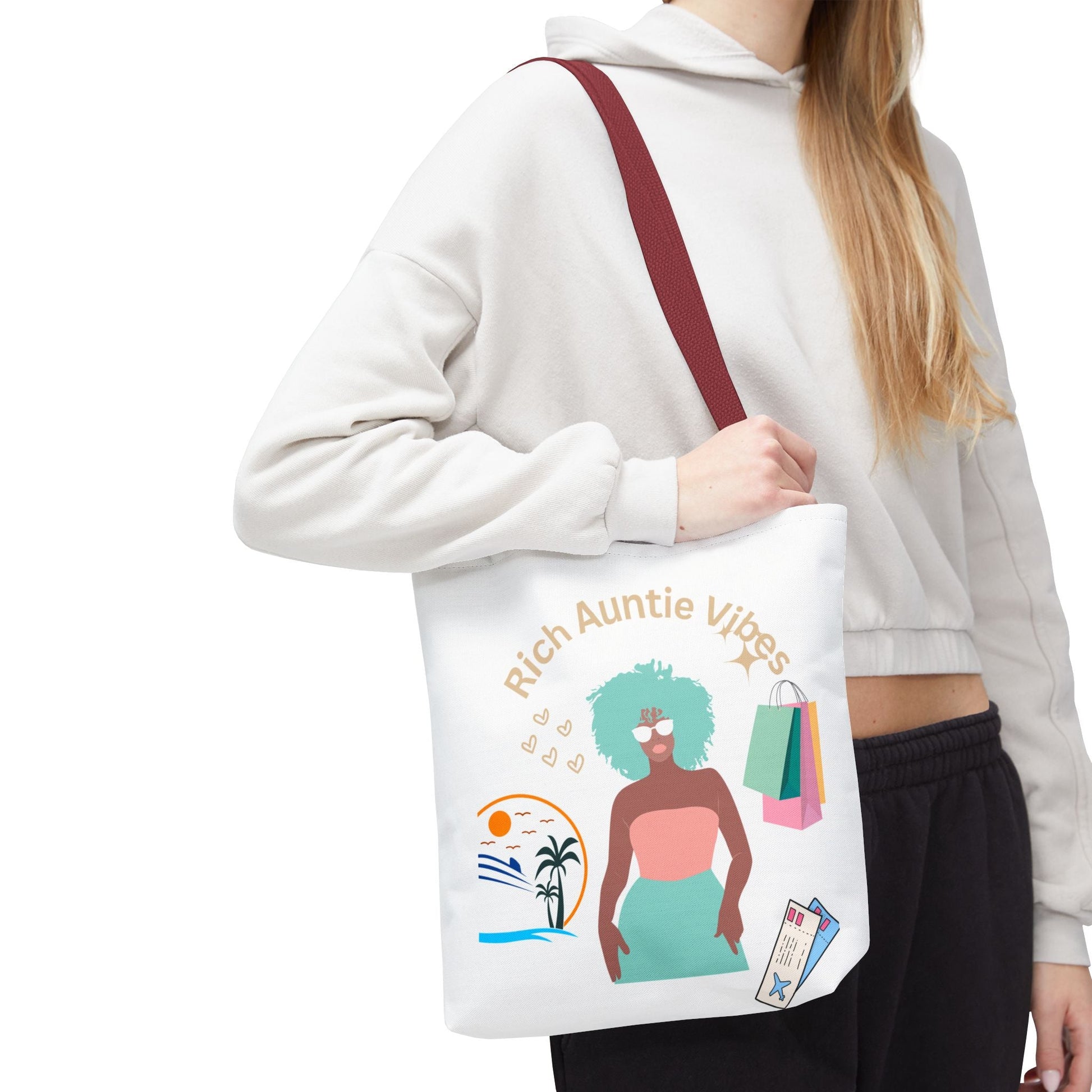 Chic Tote Bag - 'Rich Auntie Vibes', Reusable Shopping Bag, Gift for Aunt - AUNTIE VIKKI