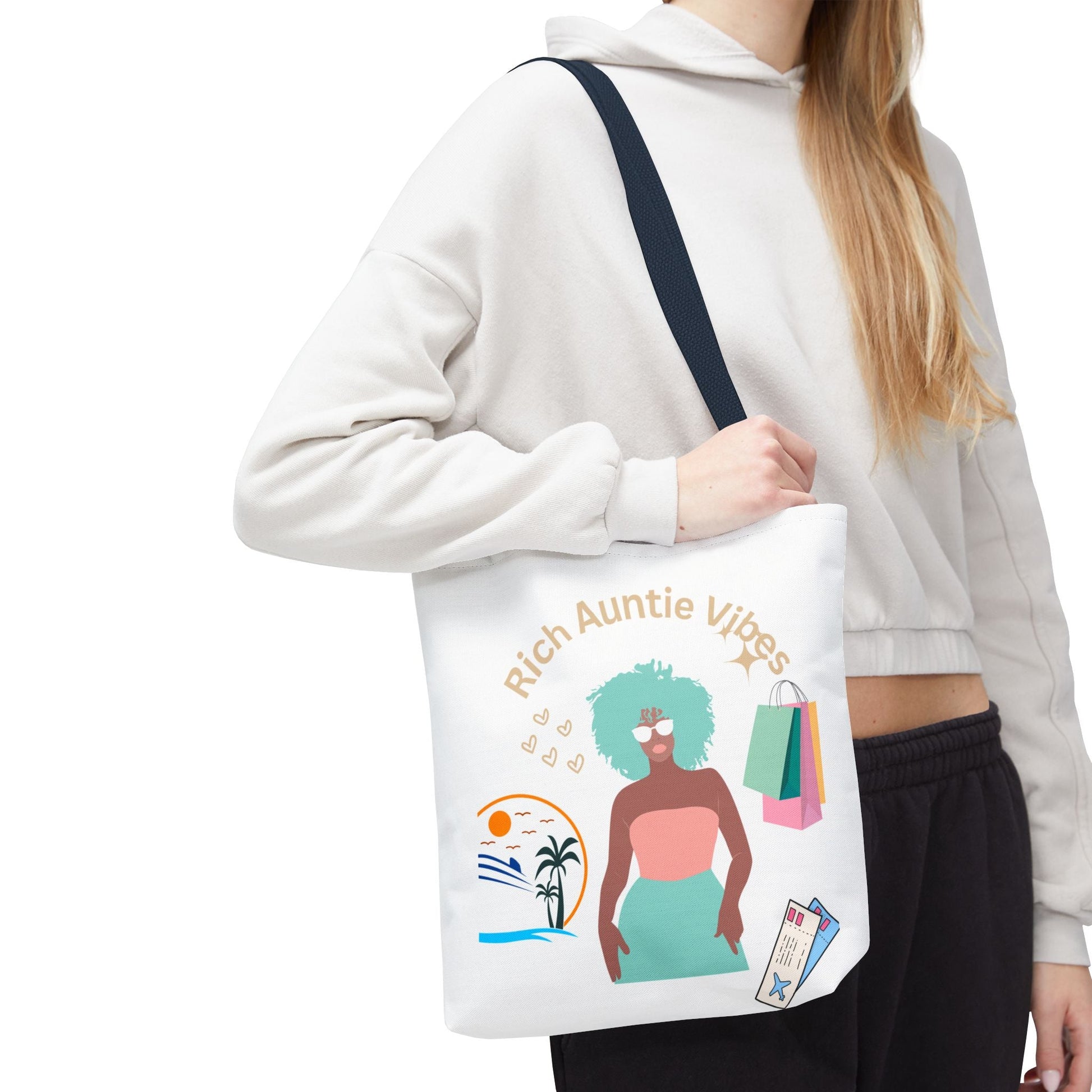 Chic Tote Bag - 'Rich Auntie Vibes', Reusable Shopping Bag, Gift for Aunt - AUNTIE VIKKI