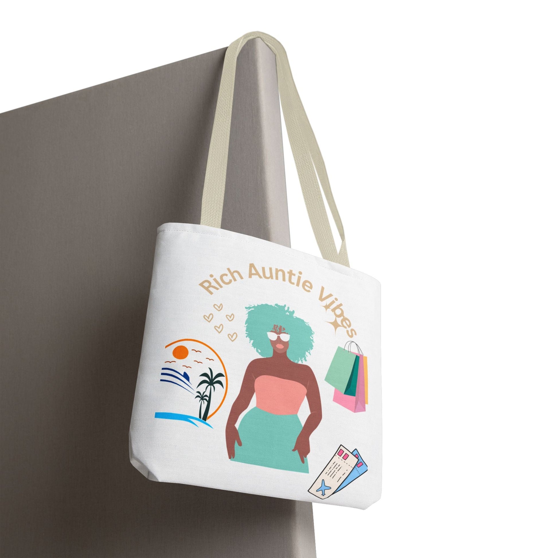 Chic Tote Bag - 'Rich Auntie Vibes', Reusable Shopping Bag, Gift for Aunt - AUNTIE VIKKI