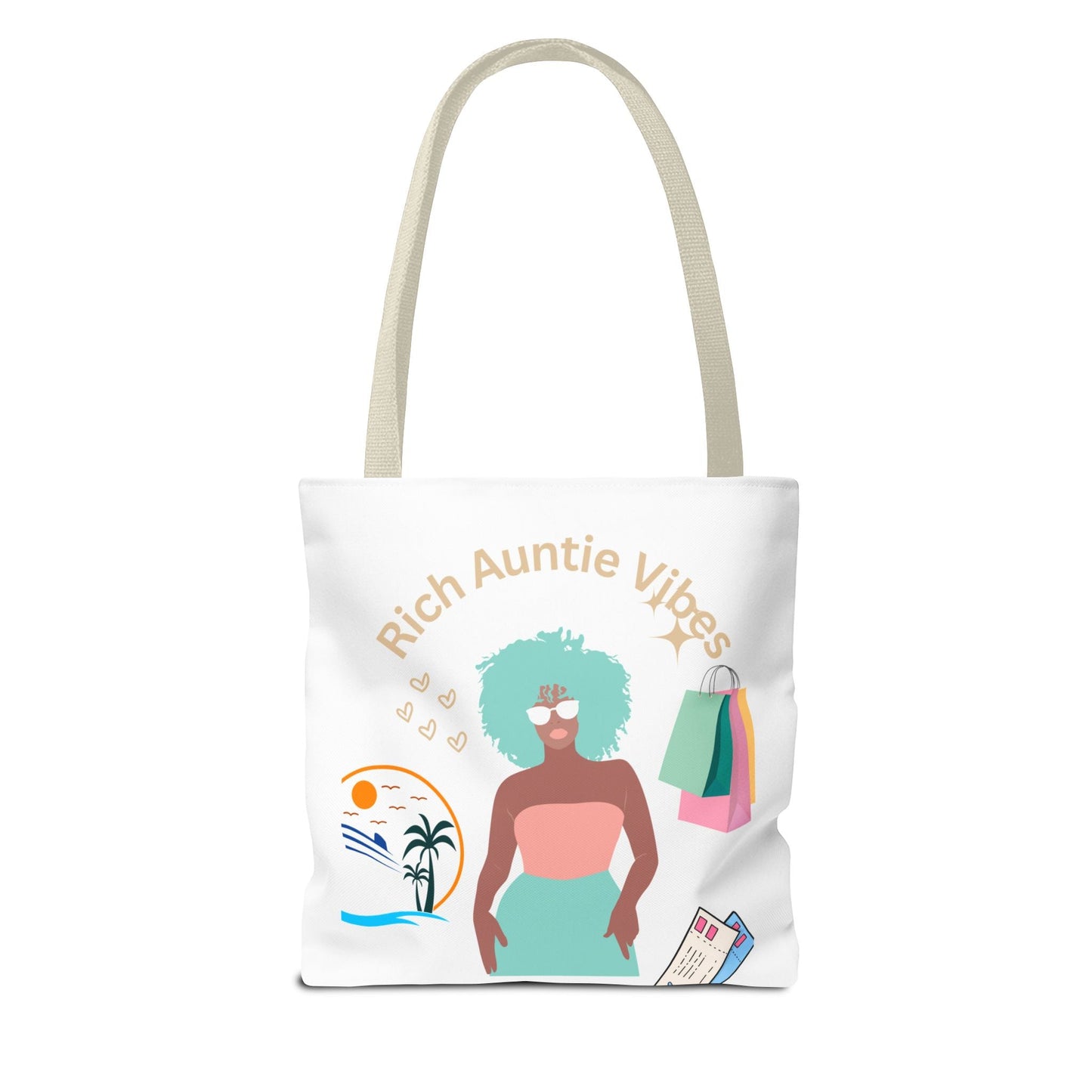 Chic Tote Bag - 'Rich Auntie Vibes', Reusable Shopping Bag, Gift for Aunt - AUNTIE VIKKI
