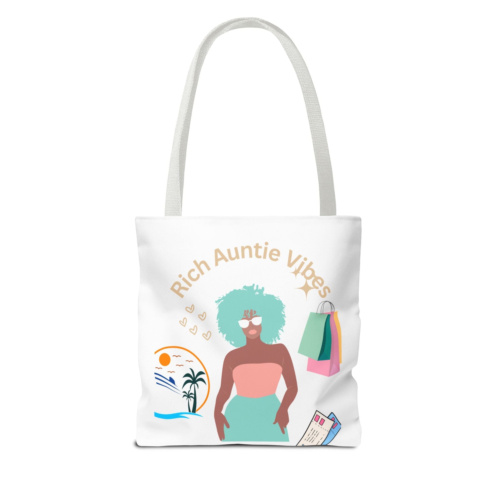 Chic Tote Bag - 'Rich Auntie Vibes', Reusable Shopping Bag, Gift for Aunt - AUNTIE VIKKI
