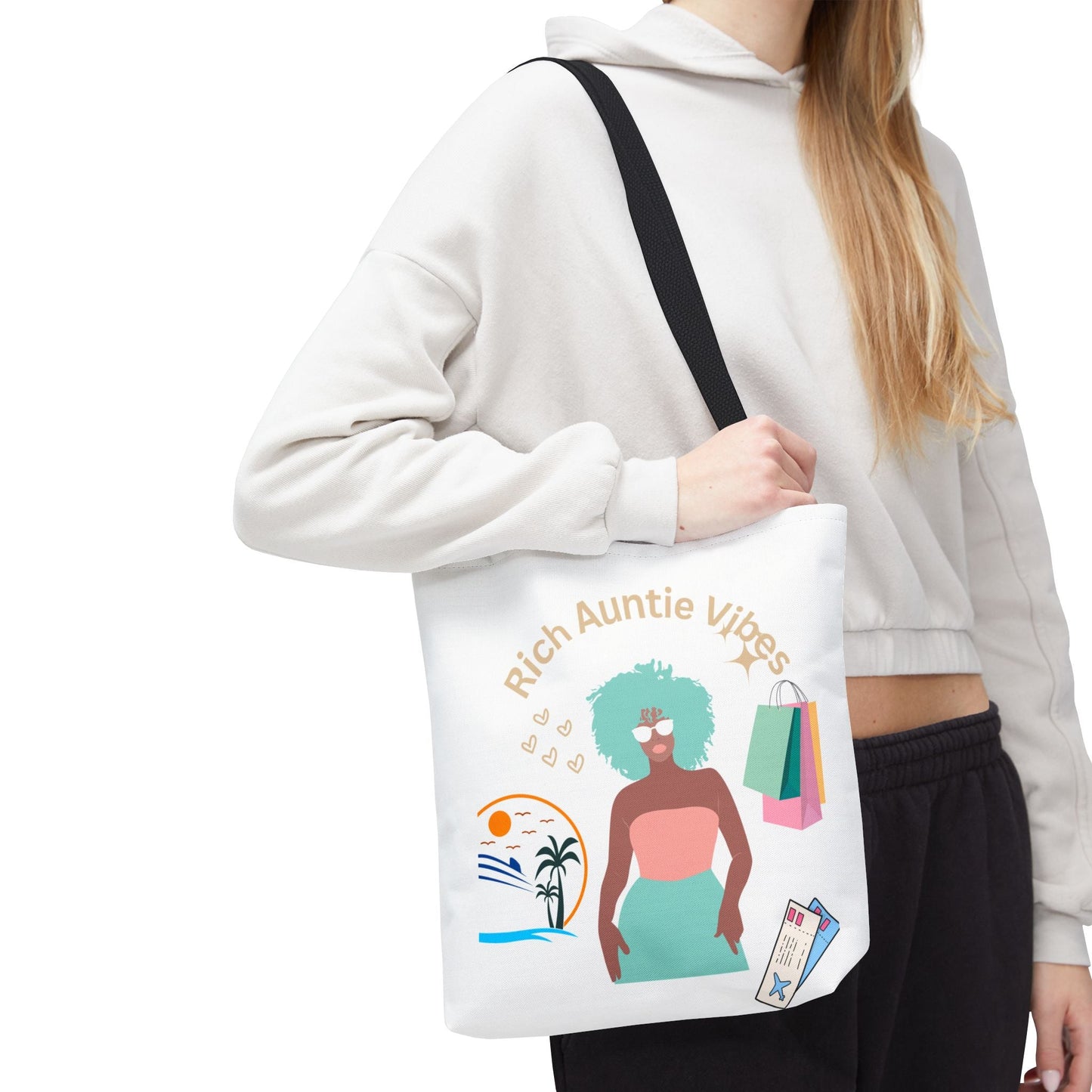 Chic Tote Bag - 'Rich Auntie Vibes', Reusable Shopping Bag, Gift for Aunt - AUNTIE VIKKI