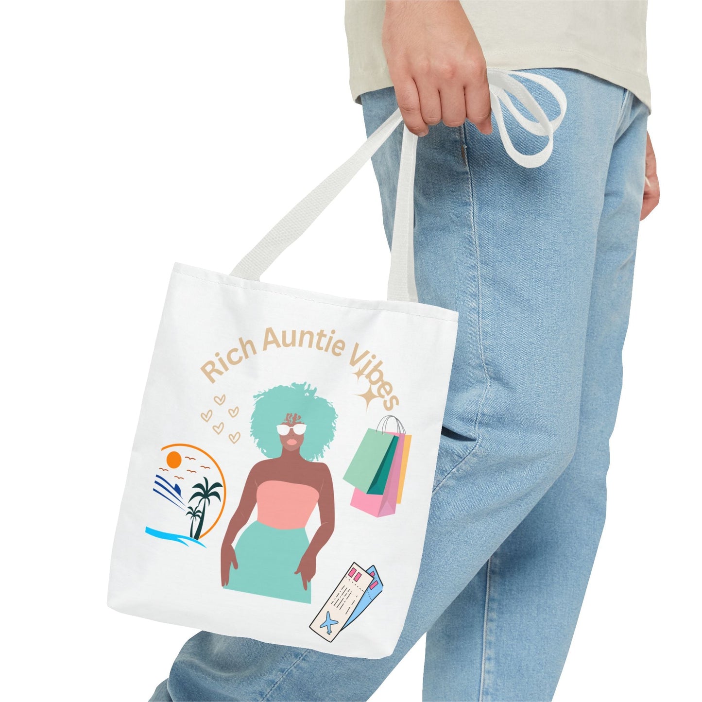 Chic Tote Bag - 'Rich Auntie Vibes', Reusable Shopping Bag, Gift for Aunt - AUNTIE VIKKI