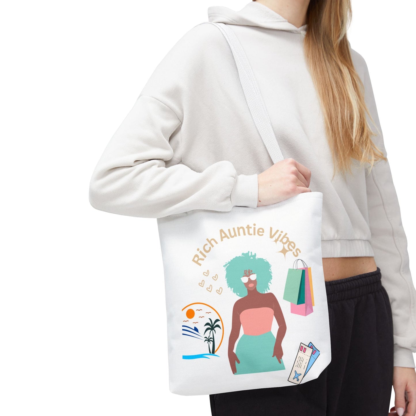 Chic Tote Bag - 'Rich Auntie Vibes', Reusable Shopping Bag, Gift for Aunt - AUNTIE VIKKI