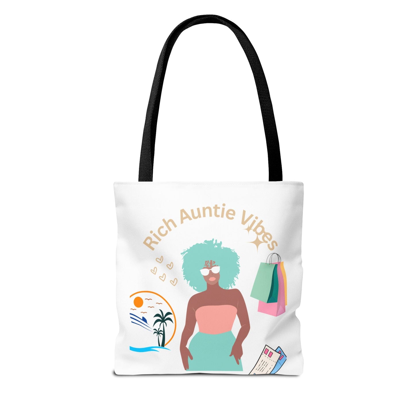 Chic Tote Bag - 'Rich Auntie Vibes', Reusable Shopping Bag, Gift for Aunt - AUNTIE VIKKI