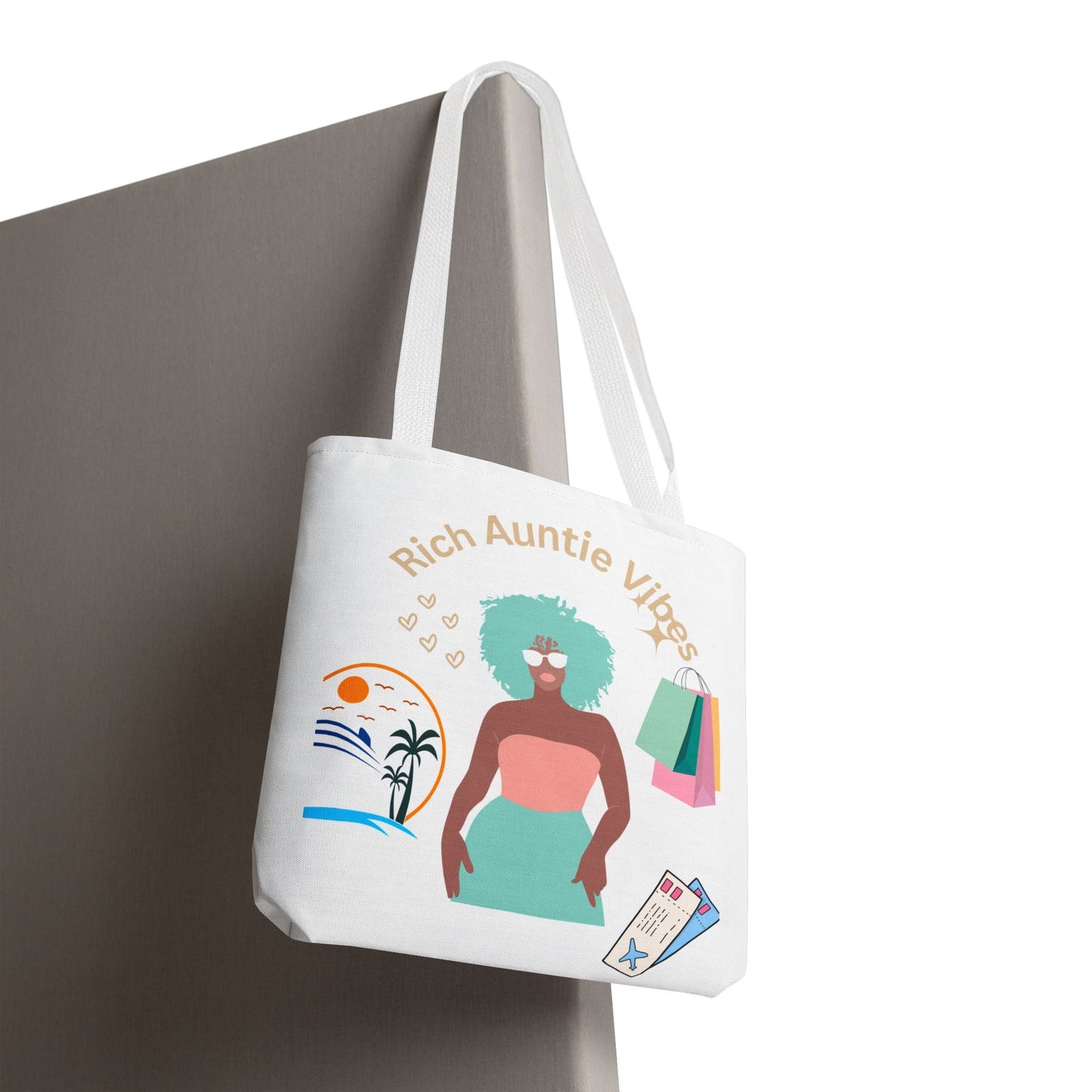 Chic Tote Bag - 'Rich Auntie Vibes', Reusable Shopping Bag, Gift for Aunt - AUNTIE VIKKI