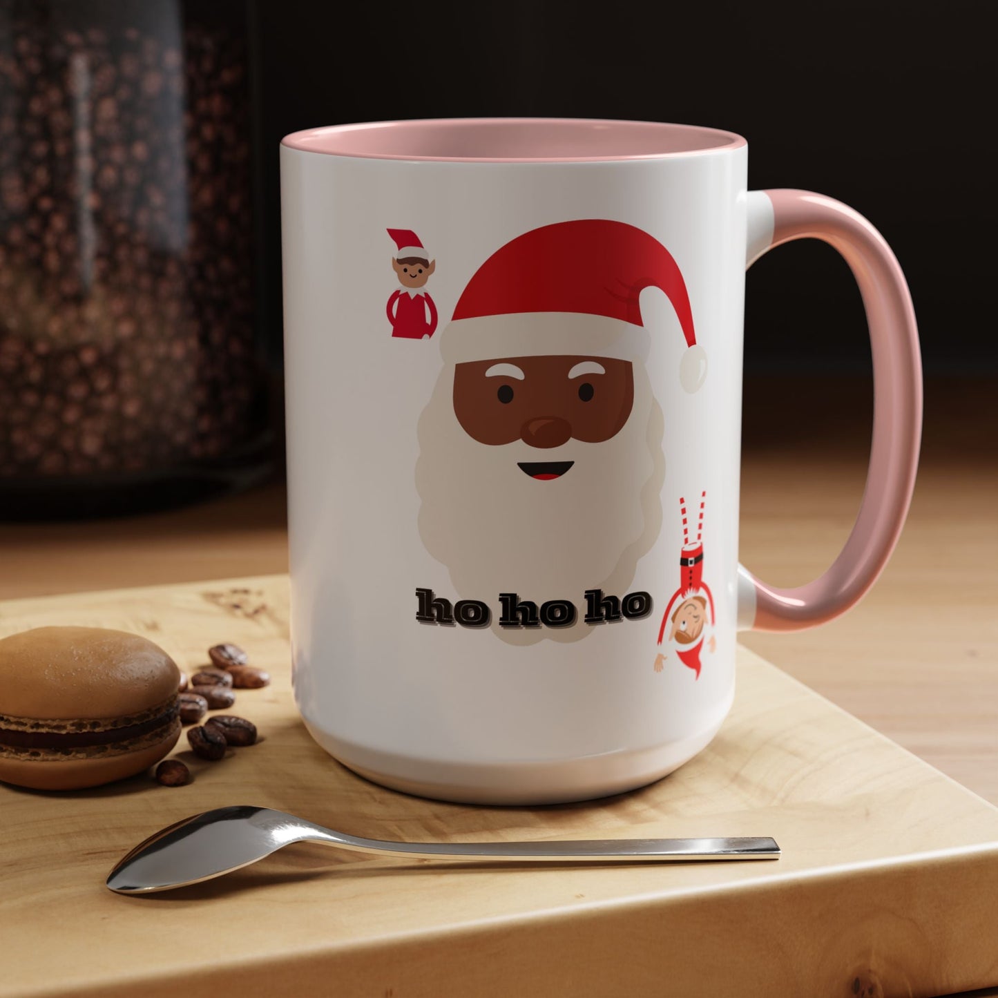 Coffee Mug, Santa Holiday Cheer Christmas Gift, African American Family Celebration, Festive Accent Mug - AUNTIE VIKKI
