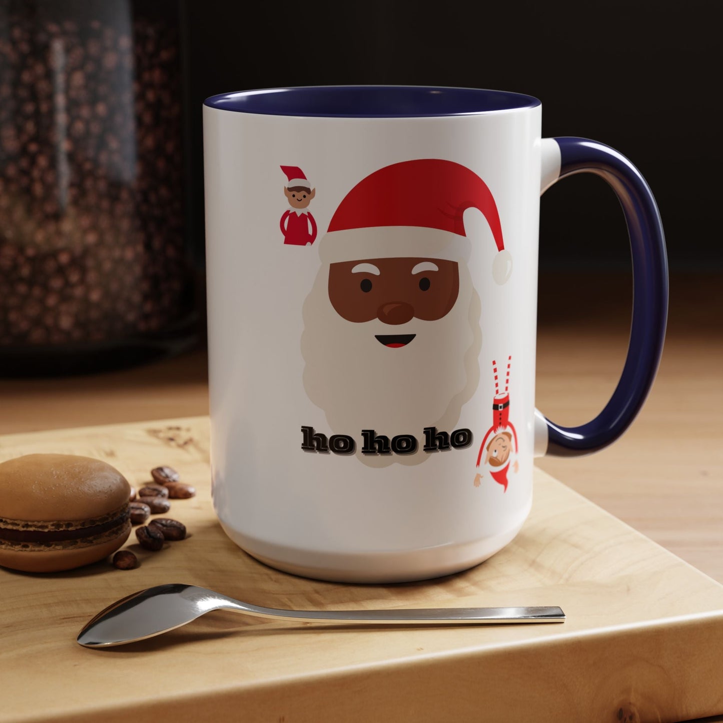 Coffee Mug, Santa Holiday Cheer Christmas Gift, African American Family Celebration, Festive Accent Mug - AUNTIE VIKKI