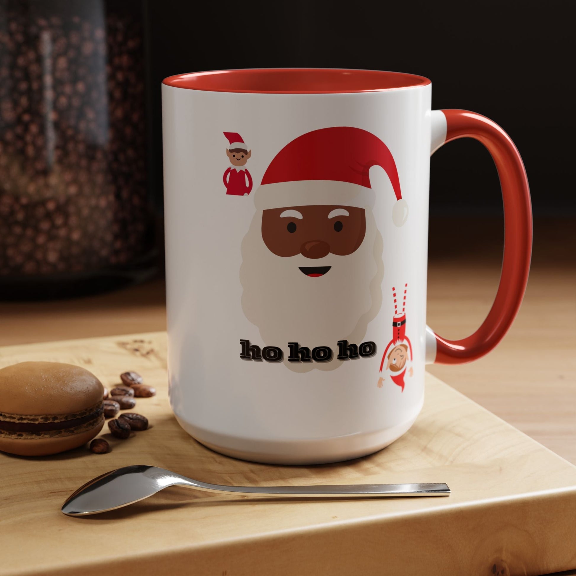 Coffee Mug, Santa Holiday Cheer Christmas Gift, African American Family Celebration, Festive Accent Mug - AUNTIE VIKKI