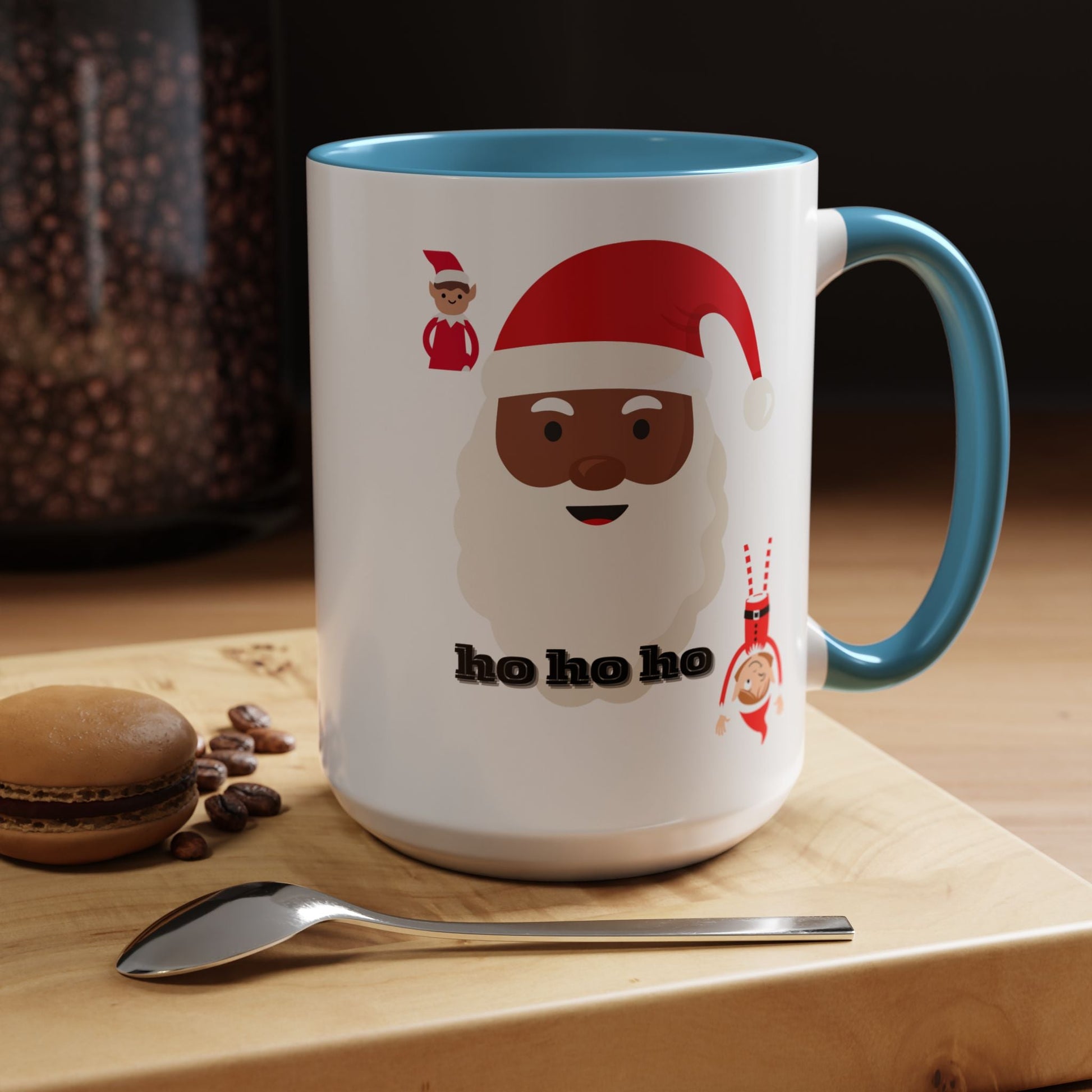 Coffee Mug, Santa Holiday Cheer Christmas Gift, African American Family Celebration, Festive Accent Mug - AUNTIE VIKKI