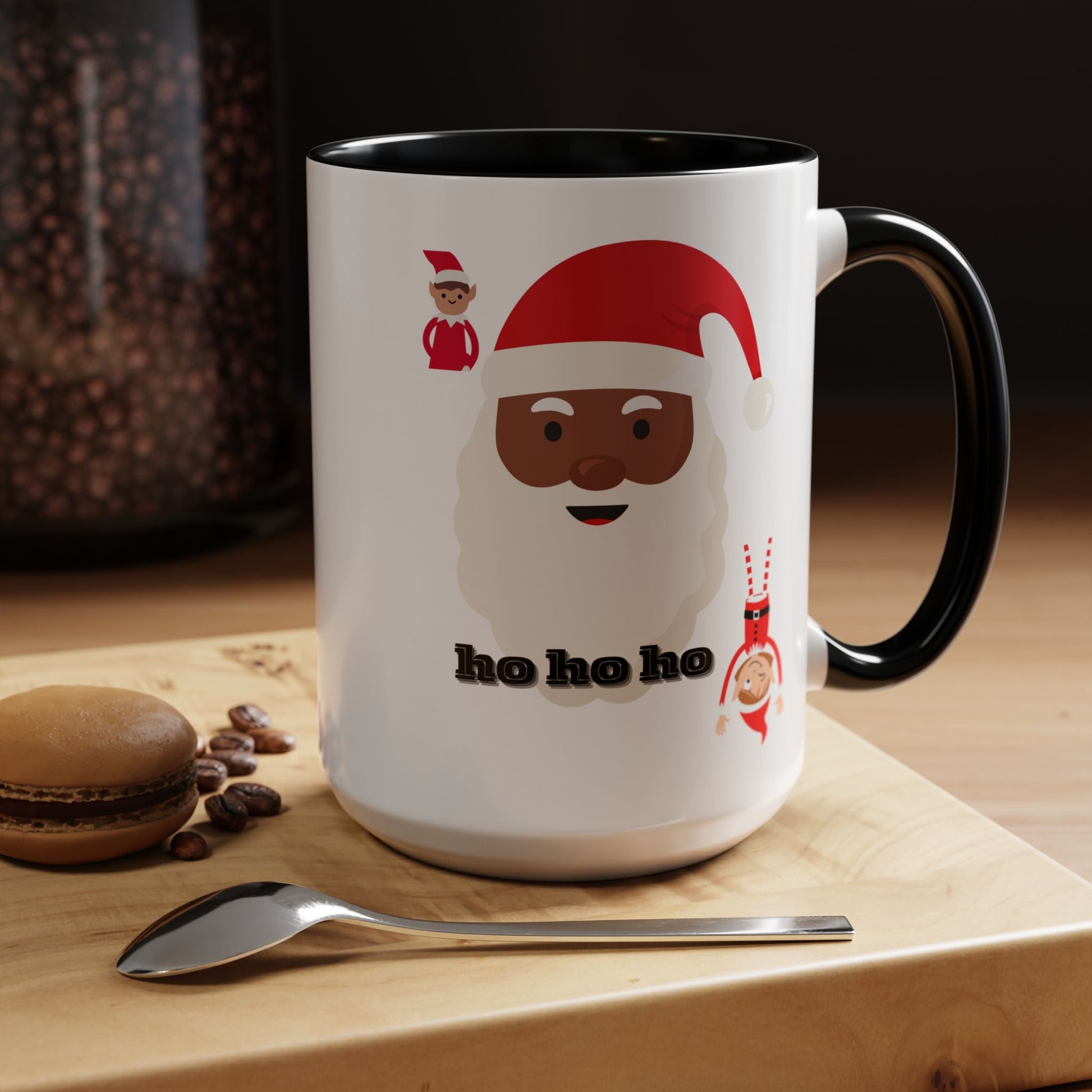 Coffee Mug, Santa Holiday Cheer Christmas Gift, African American Family Celebration, Festive Accent Mug - AUNTIE VIKKI