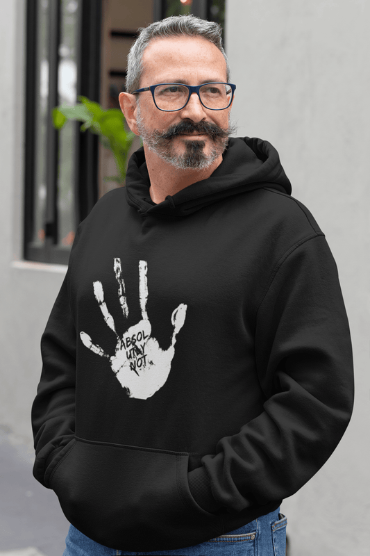 Hand Print Art Fleece Hoodie - Absolutely Not Design, Unisex Sweatshirt for Everyday Comfort and Casual Wear - AUNTIE VIKKI