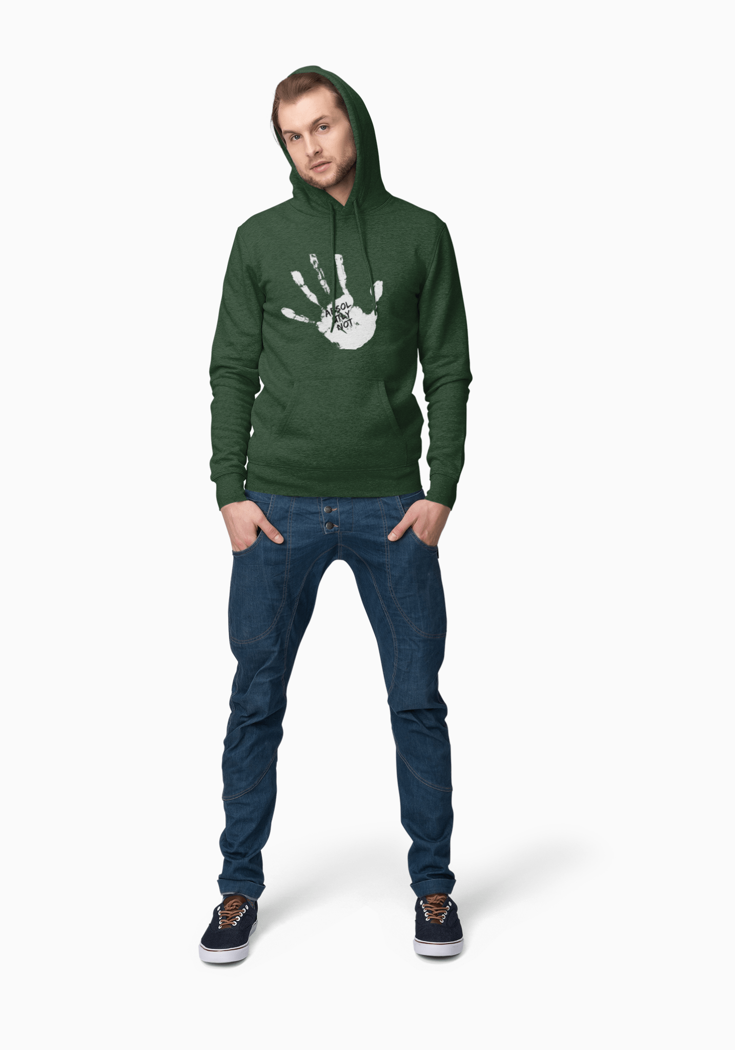 Hand Print Art Fleece Hoodie - Absolutely Not Design, Unisex Sweatshirt for Everyday Comfort and Casual Wear - AUNTIE VIKKI