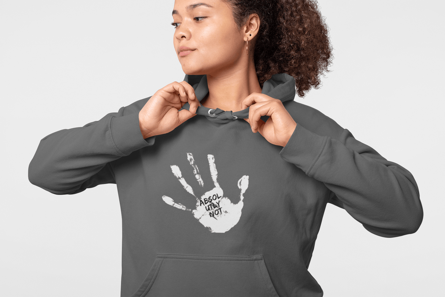 Hand Print Art Fleece Hoodie - Absolutely Not Design, Unisex Sweatshirt for Everyday Comfort and Casual Wear - AUNTIE VIKKI