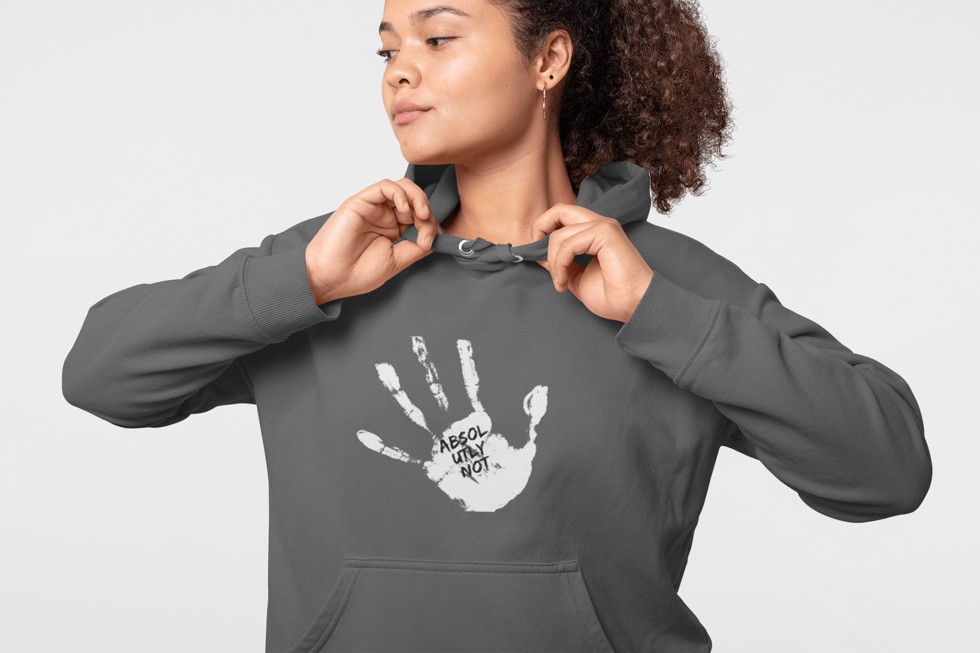 Hand Print Art Fleece Hoodie - Absolutely Not Design, Unisex Sweatshirt for Everyday Comfort and Casual Wear - AUNTIE VIKKI