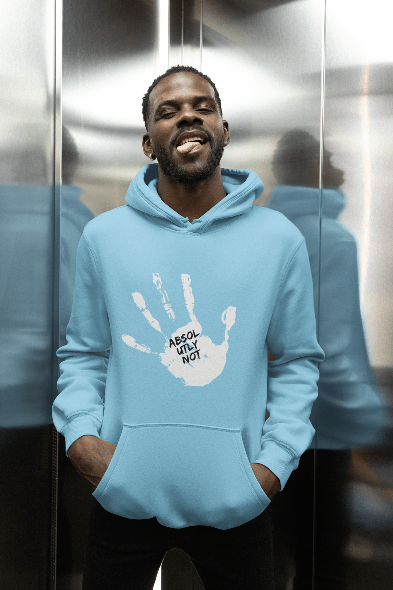 Hand Print Art Fleece Hoodie - Absolutely Not Design, Unisex Sweatshirt for Everyday Comfort and Casual Wear - AUNTIE VIKKI