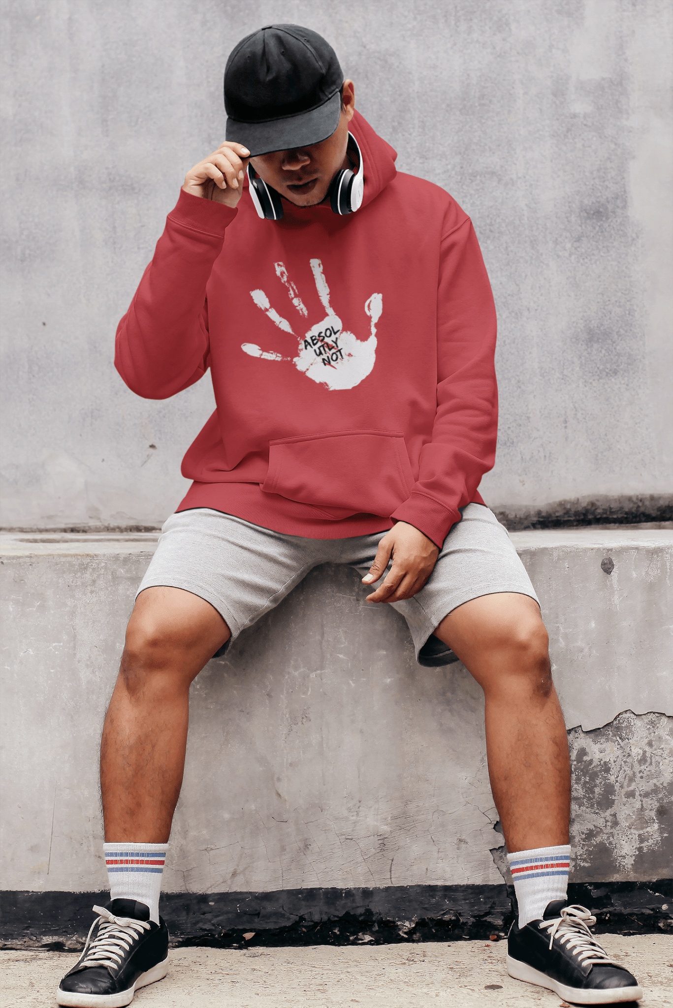Hand Print Art Fleece Hoodie - Absolutely Not Design, Unisex Sweatshirt for Everyday Comfort and Casual Wear - AUNTIE VIKKI
