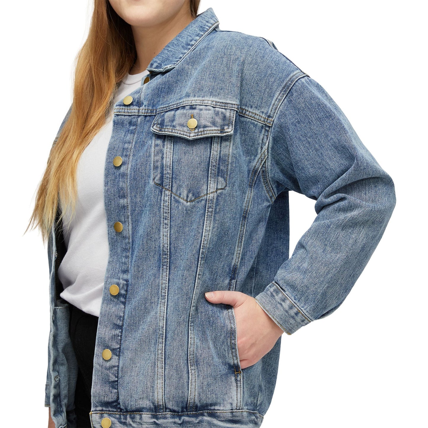 I'm a Mom Print Women's Denim Jacket, Boho Style Outerwear, Trendy Spring Fashion, Gift for Her, Casual Layering - AUNTIE VIKKI