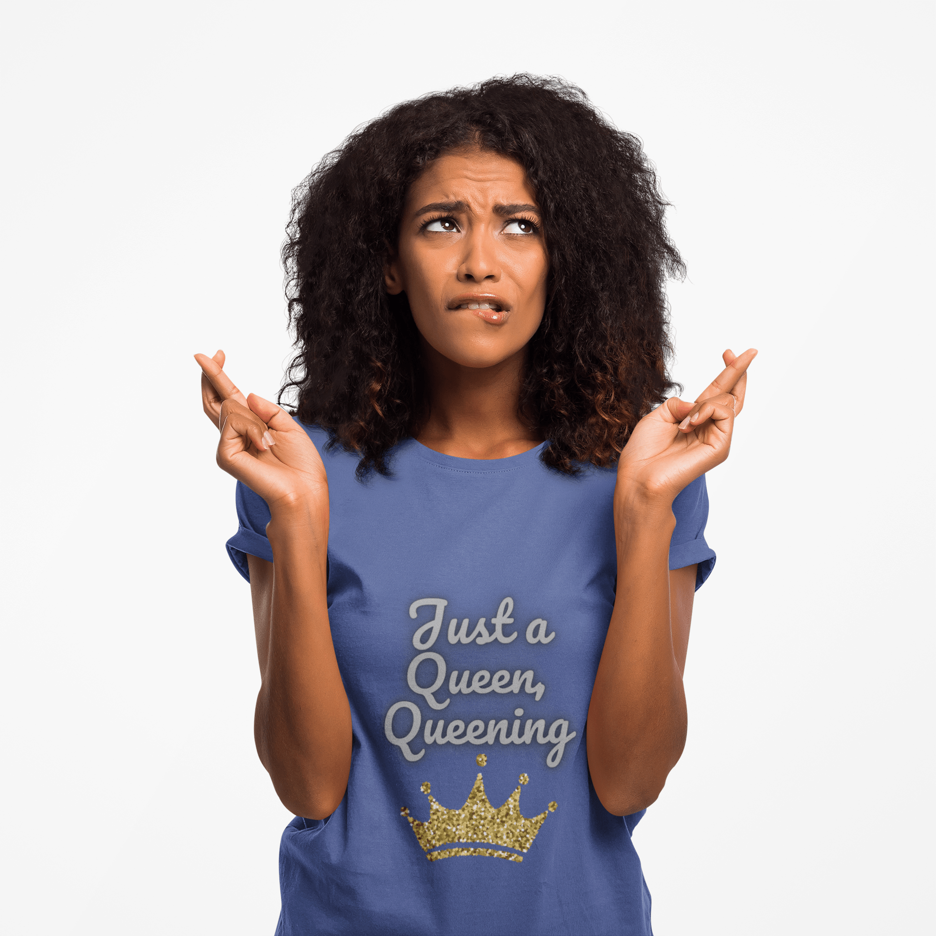 Just a Queen, Queening 100% cotton Tee - Fun, Stylish T-Shirt for Royalty Lovers, Birthday Gift, Casual Style, Comfortable Fit - AUNTIE VIKKI