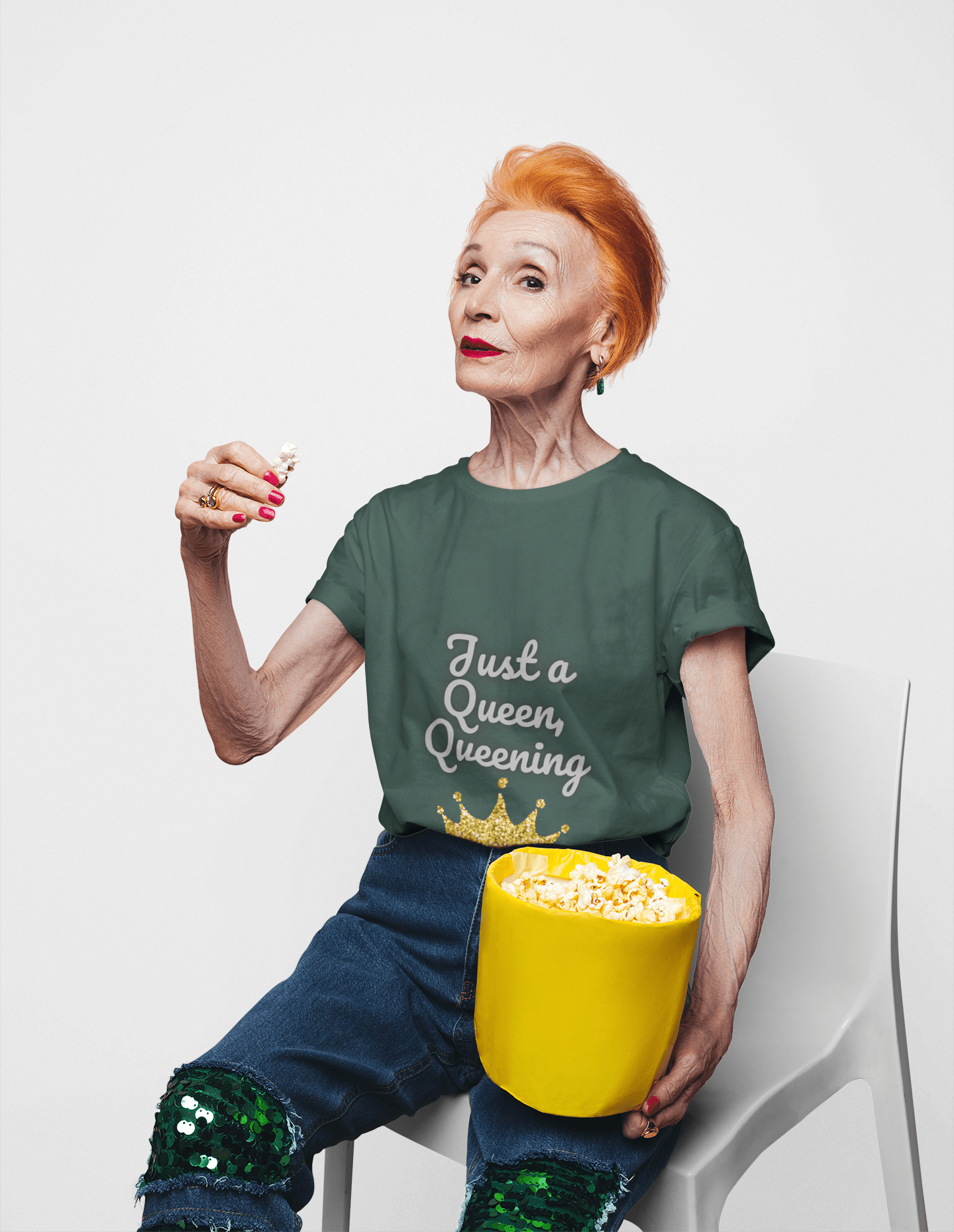 Just a Queen, Queening 100% cotton Tee - Fun, Stylish T-Shirt for Royalty Lovers, Birthday Gift, Casual Style, Comfortable Fit - AUNTIE VIKKI