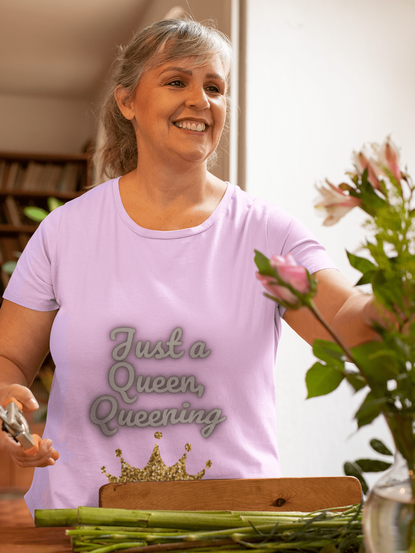 Just a Queen, Queening 100% cotton Tee - Fun, Stylish T-Shirt for Royalty Lovers, Birthday Gift, Casual Style, Comfortable Fit - AUNTIE VIKKI