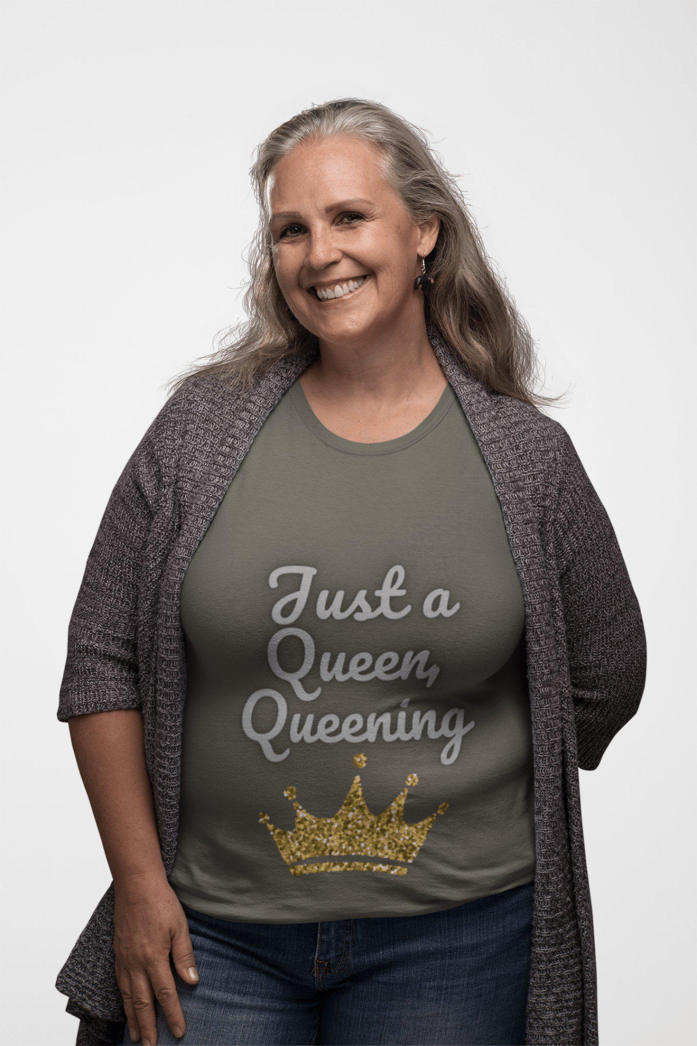 Just a Queen, Queening 100% cotton Tee - Fun, Stylish T-Shirt for Royalty Lovers, Birthday Gift, Casual Style, Comfortable Fit - AUNTIE VIKKI