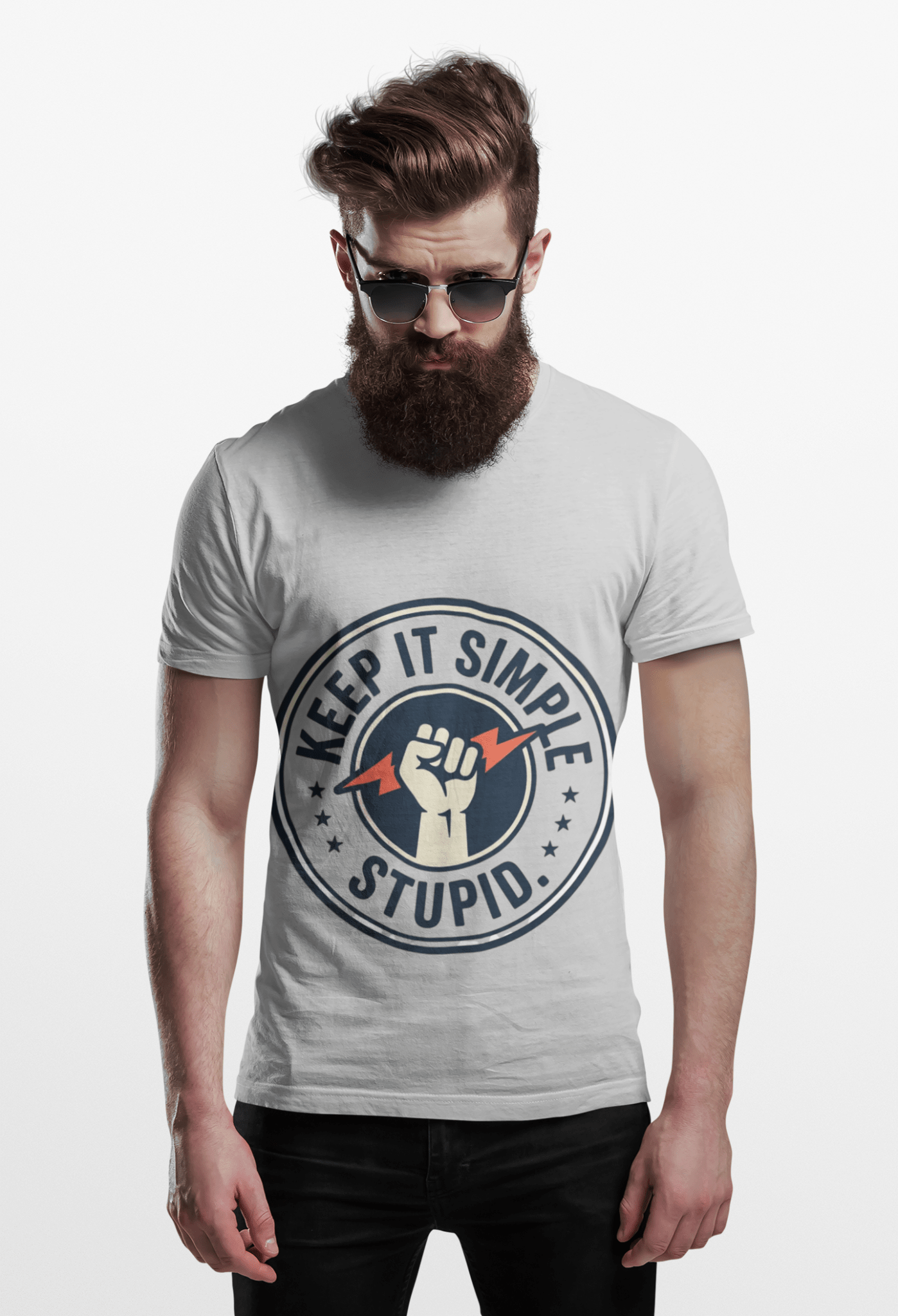 Keep It Simple Stupid T-Shirt — Retro Fist Design, Minimalist Motivational Tee - AUNTIE VIKKI