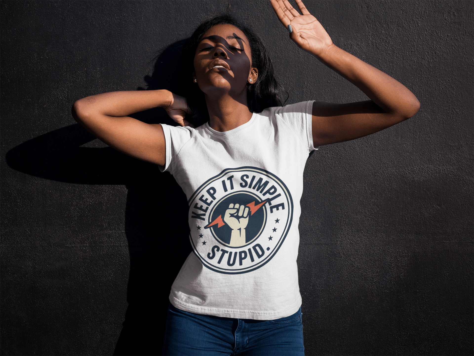 Keep It Simple Stupid T-Shirt — Retro Fist Design, Minimalist Motivational Tee - AUNTIE VIKKI