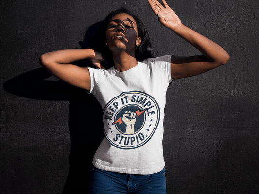Keep It Simple Stupid T-Shirt — Retro Fist Design, Minimalist Motivational Tee - AUNTIE VIKKI