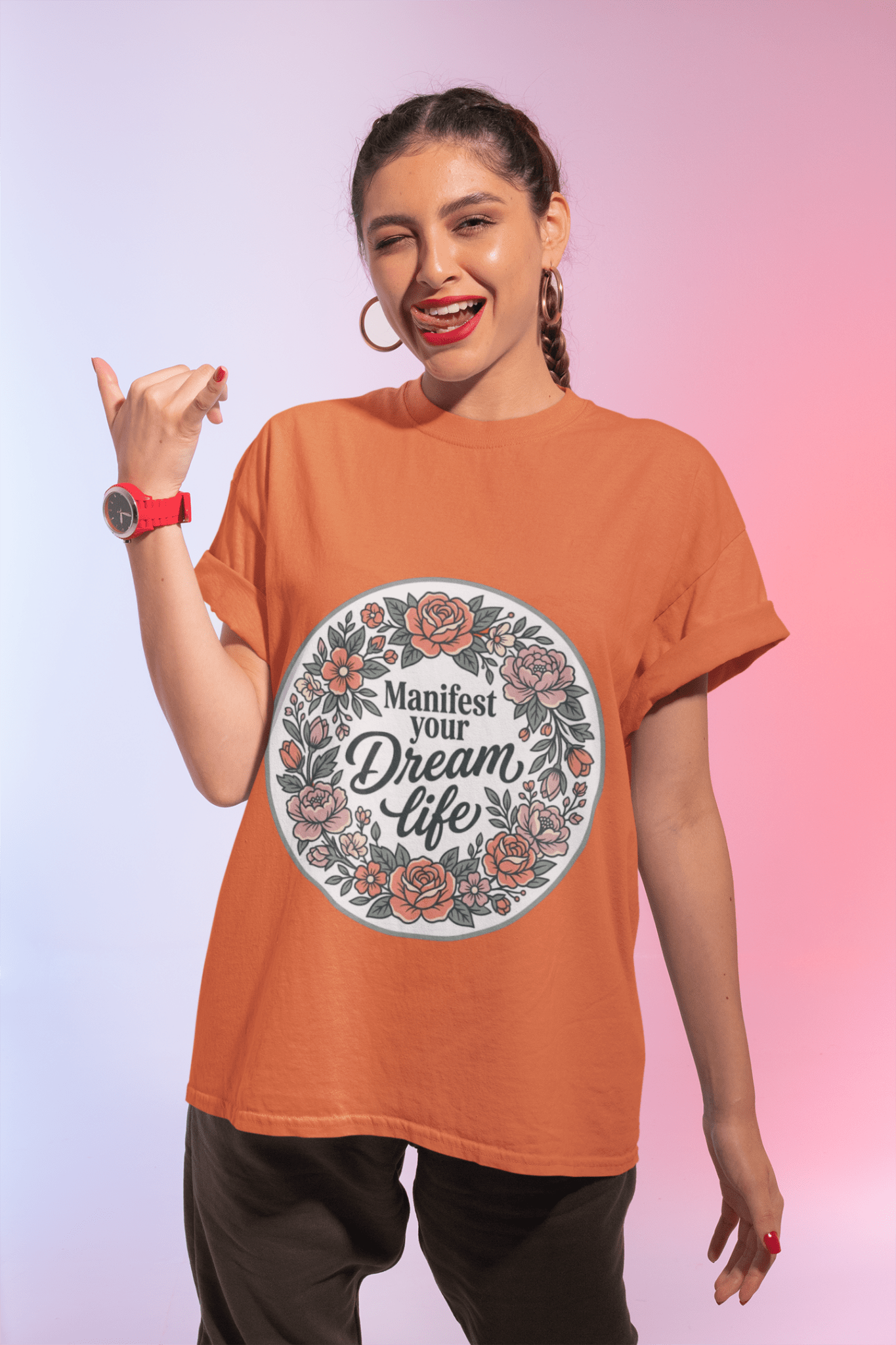 Manifest Your Dream Life T-Shirt — Floral Motivation Graphic Tee - AUNTIE VIKKI
