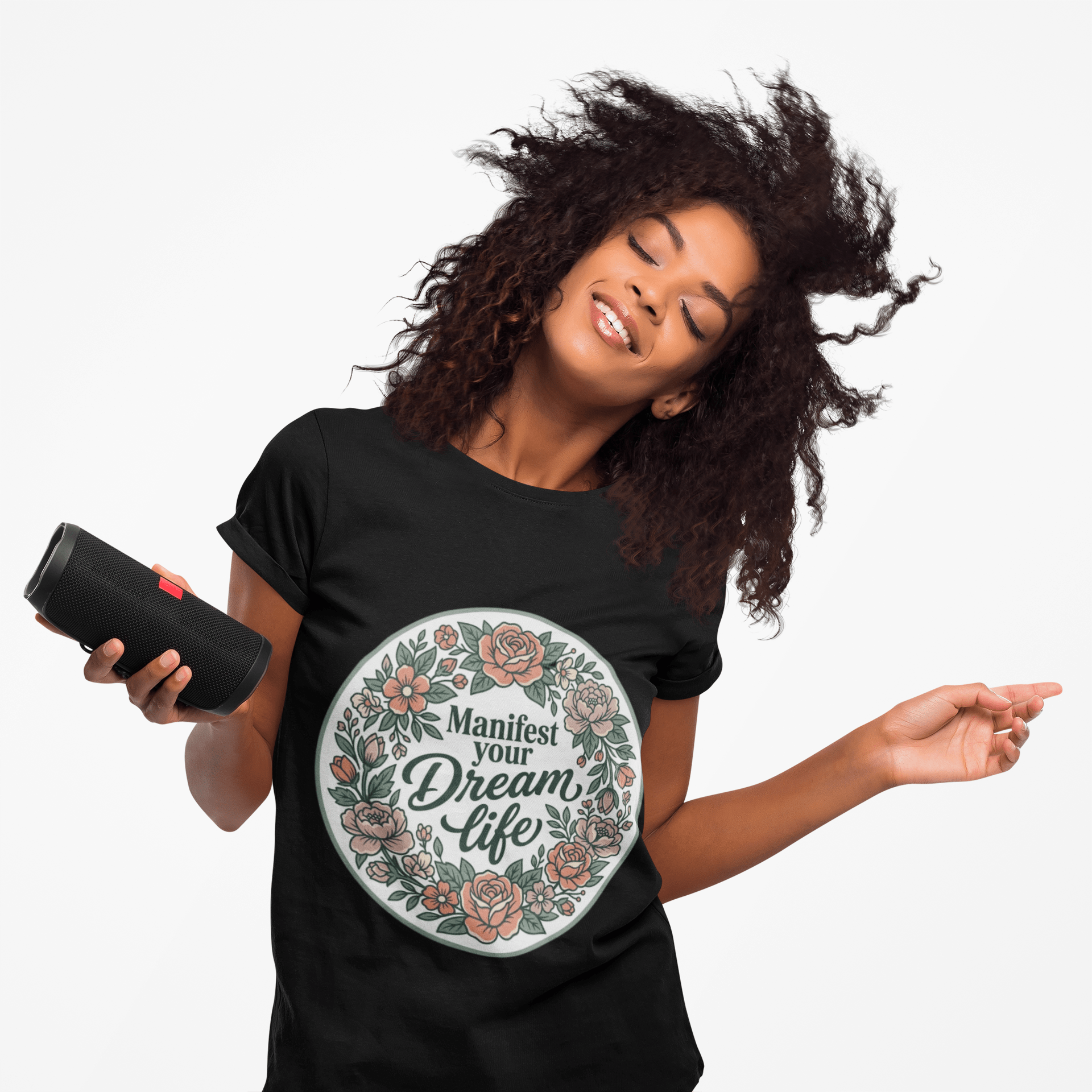 Manifest Your Dream Life T-Shirt — Floral Motivation Graphic Tee - AUNTIE VIKKI