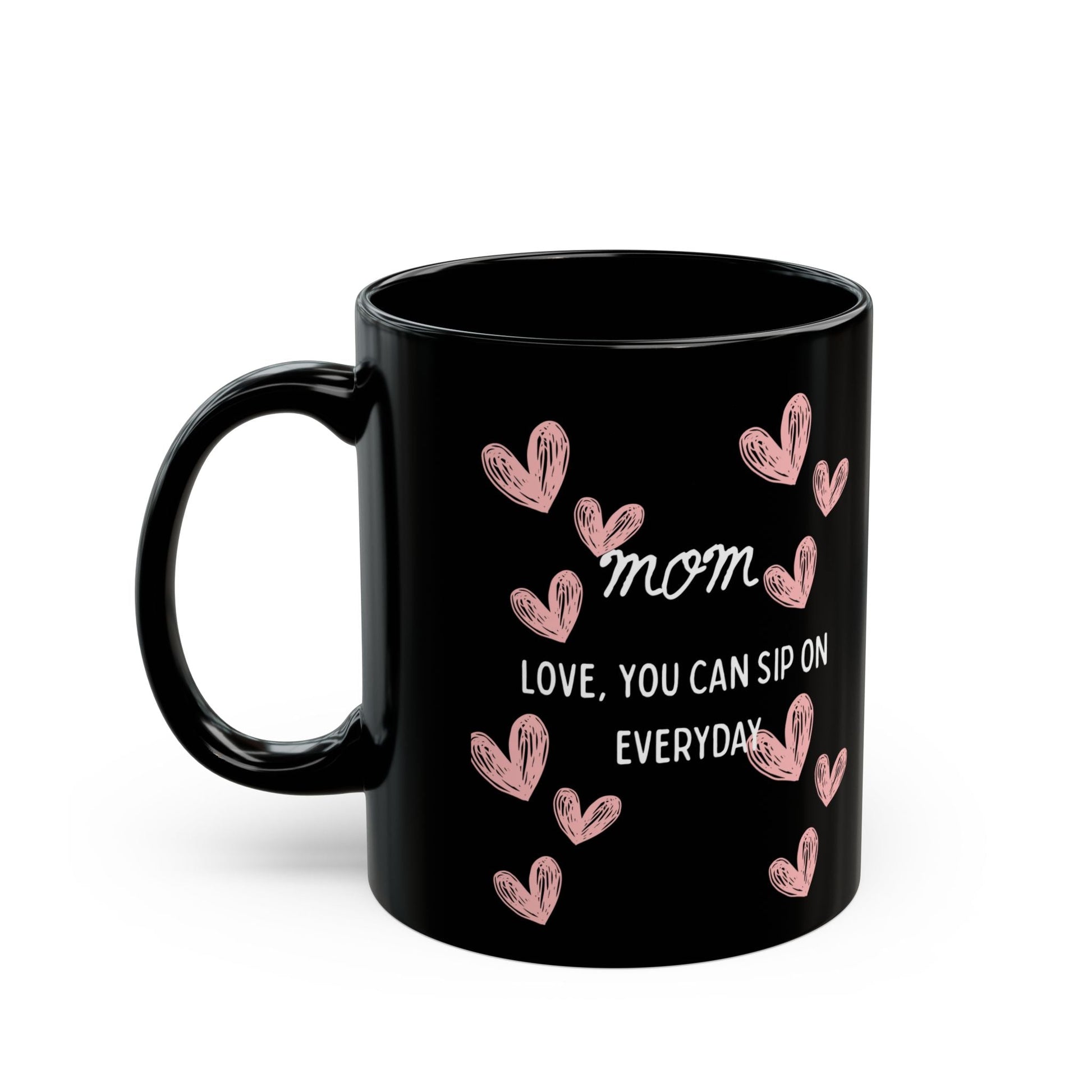 Mom Heart Black Mug - Thoughtful Gift for Mom, Unique Coffee Mug, Heartwarming Mom Gift, Birthday, Mother's Day, Love You Mug, Gift for Her, - AUNTIE VIKKI