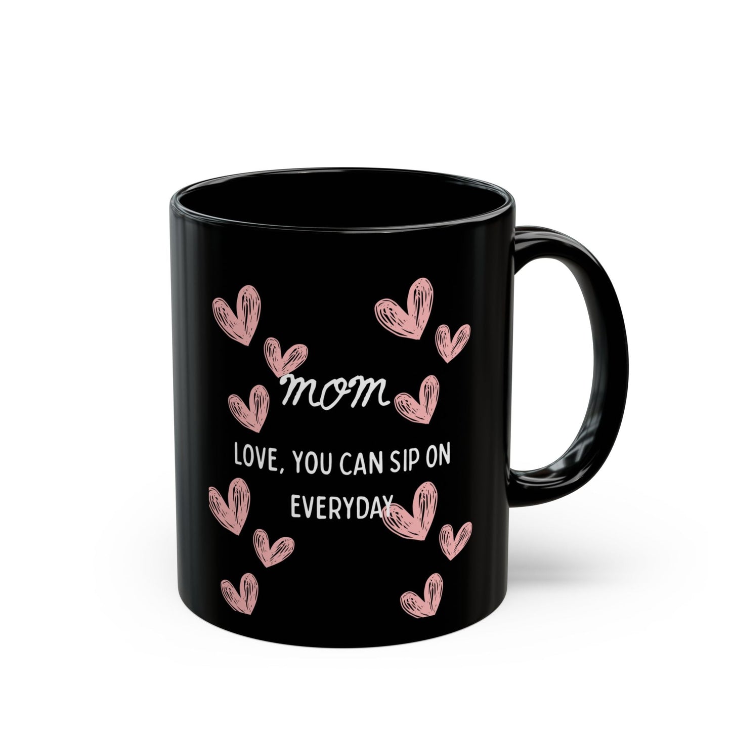 Mom Heart Black Mug - Thoughtful Gift for Mom, Unique Coffee Mug, Heartwarming Mom Gift, Birthday, Mother's Day, Love You Mug, Gift for Her, - AUNTIE VIKKI