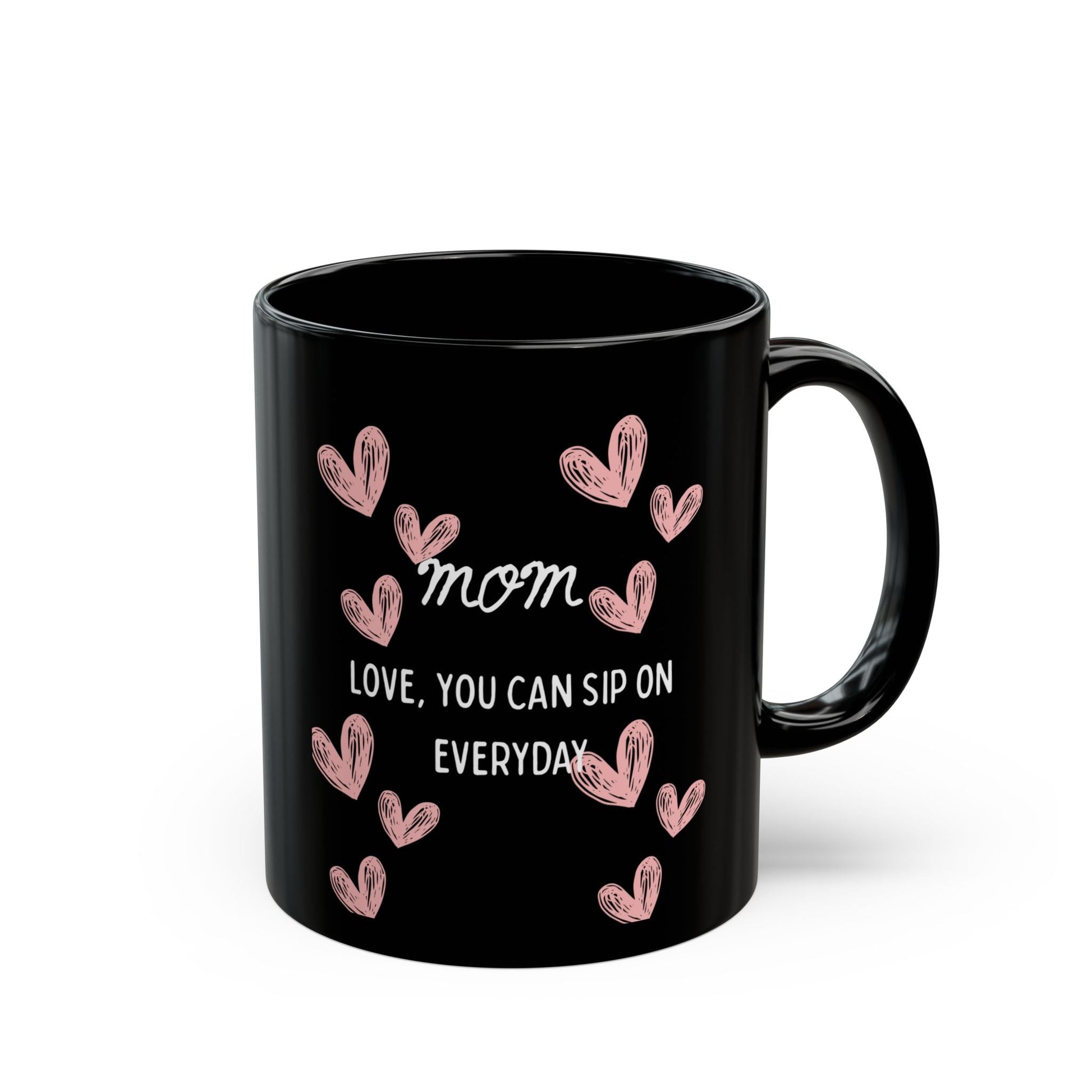 Mom Heart Black Mug - Thoughtful Gift for Mom, Unique Coffee Mug, Heartwarming Mom Gift, Birthday, Mother's Day, Love You Mug, Gift for Her, - AUNTIE VIKKI