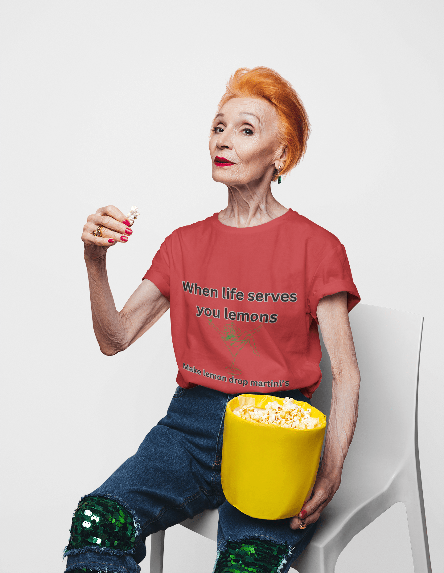 Playful Lemon Drop Martini Tee, Funny Quote T-Shirt, Gift for Cocktail Lovers, Summer Party Shirt, Casual Relaxed Fit - AUNTIE VIKKI