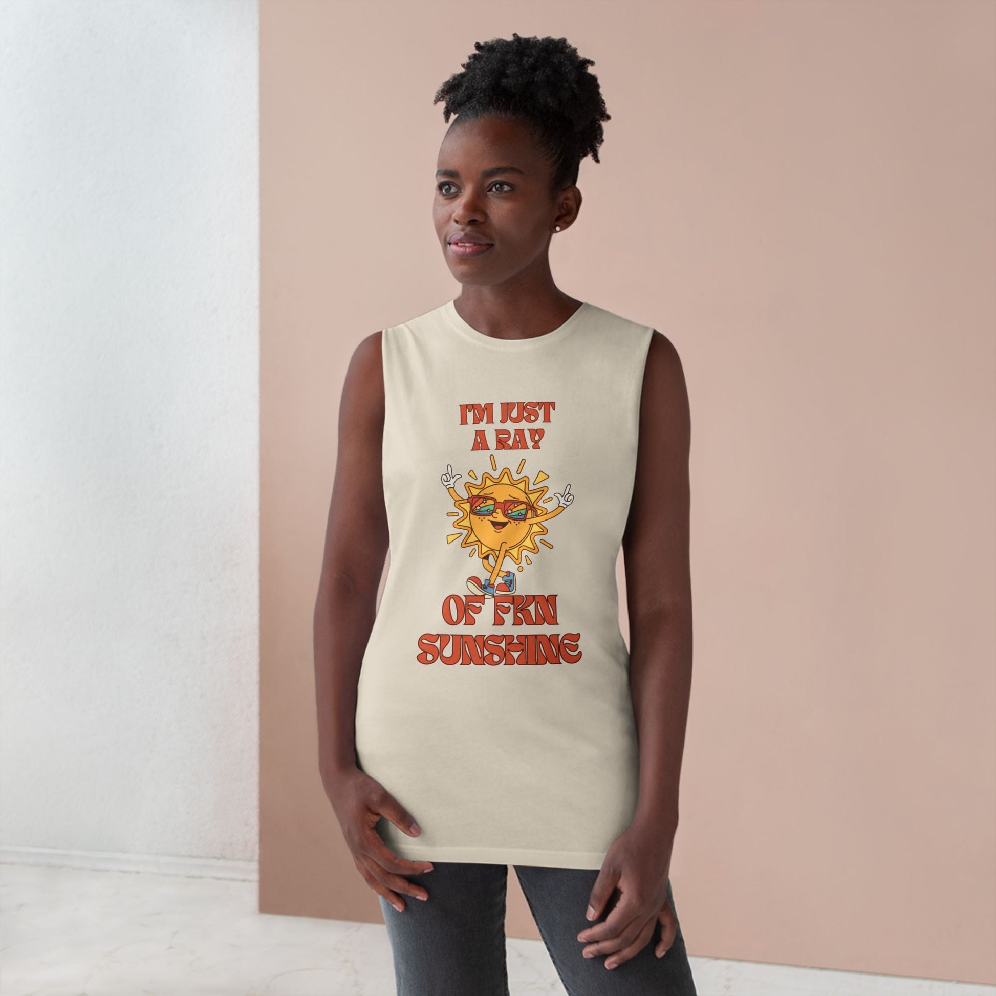 Ray of Sunshine Vibes Unisex Tank Top, Summer Sunshine Shirt, Cute Graphic Tee, Great for Festivals, Beach Days, or Casual Wear - AUNTIE VIKKI