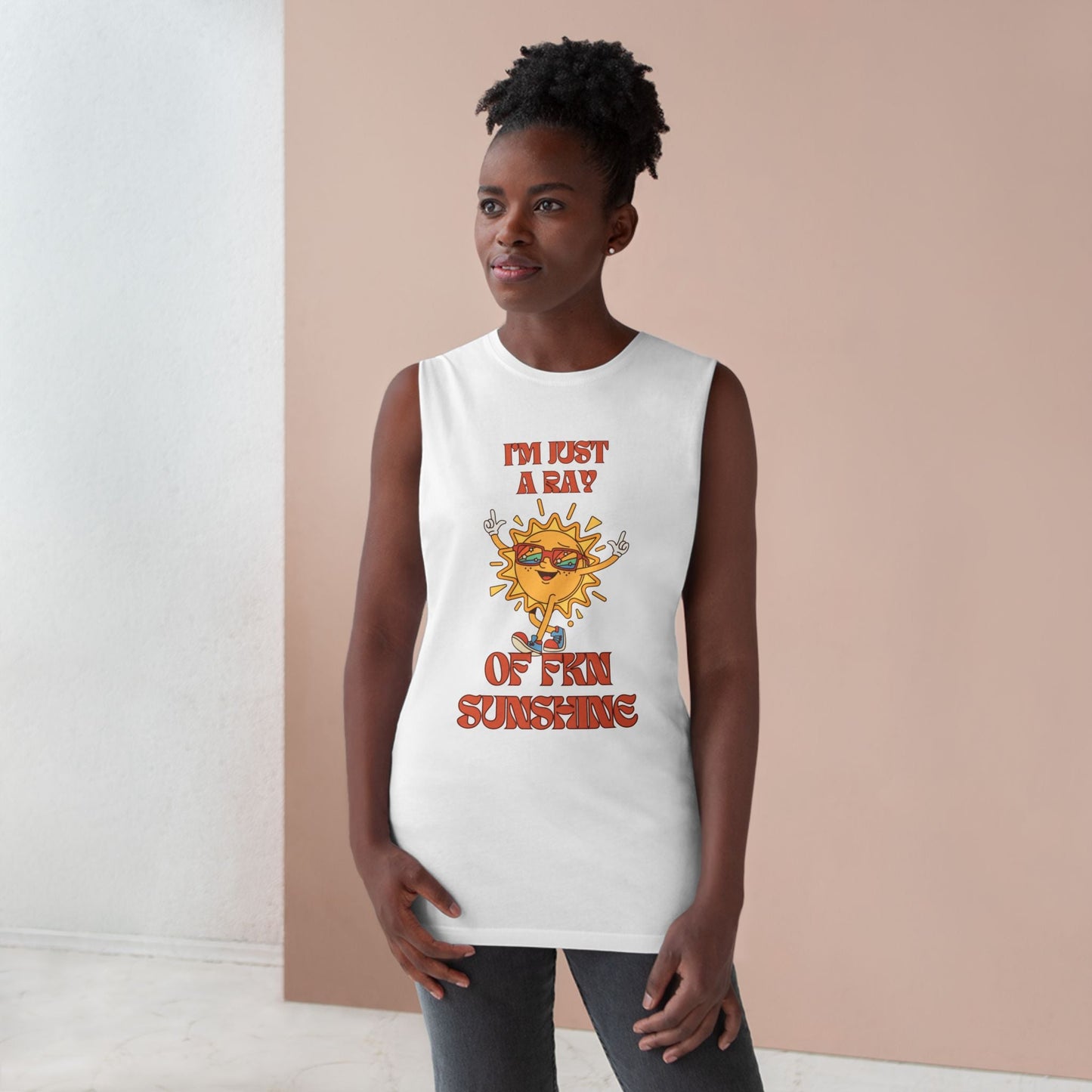 Ray of Sunshine Vibes Unisex Tank Top, Summer Sunshine Shirt, Cute Graphic Tee, Great for Festivals, Beach Days, or Casual Wear - AUNTIE VIKKI
