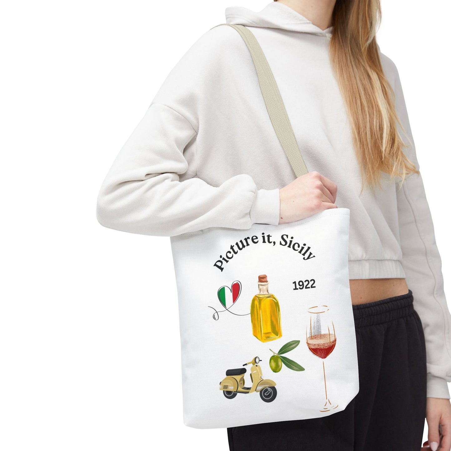 Sicily Tote Bag - Stylish Shopper, Beach Essential, Gift for Wine Lovers, Travel Bag, Unique Souvenir Printed both sides - AUNTIE VIKKI