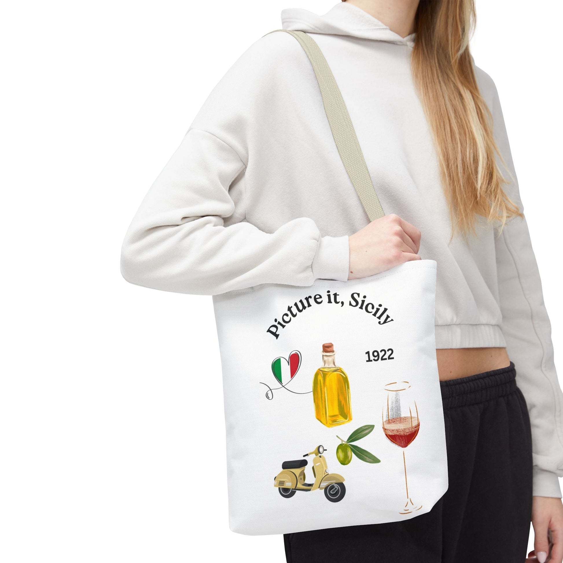 Sicily Tote Bag - Stylish Shopper, Beach Essential, Gift for Wine Lovers, Travel Bag, Unique Souvenir Printed both sides - AUNTIE VIKKI