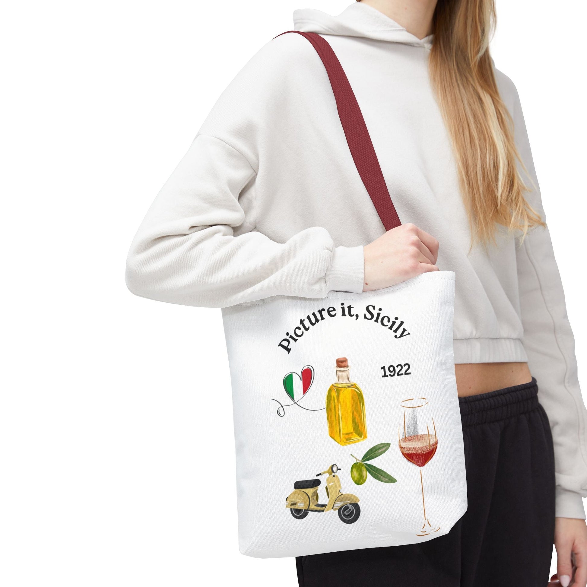 Sicily Tote Bag - Stylish Shopper, Beach Essential, Gift for Wine Lovers, Travel Bag, Unique Souvenir Printed both sides - AUNTIE VIKKI