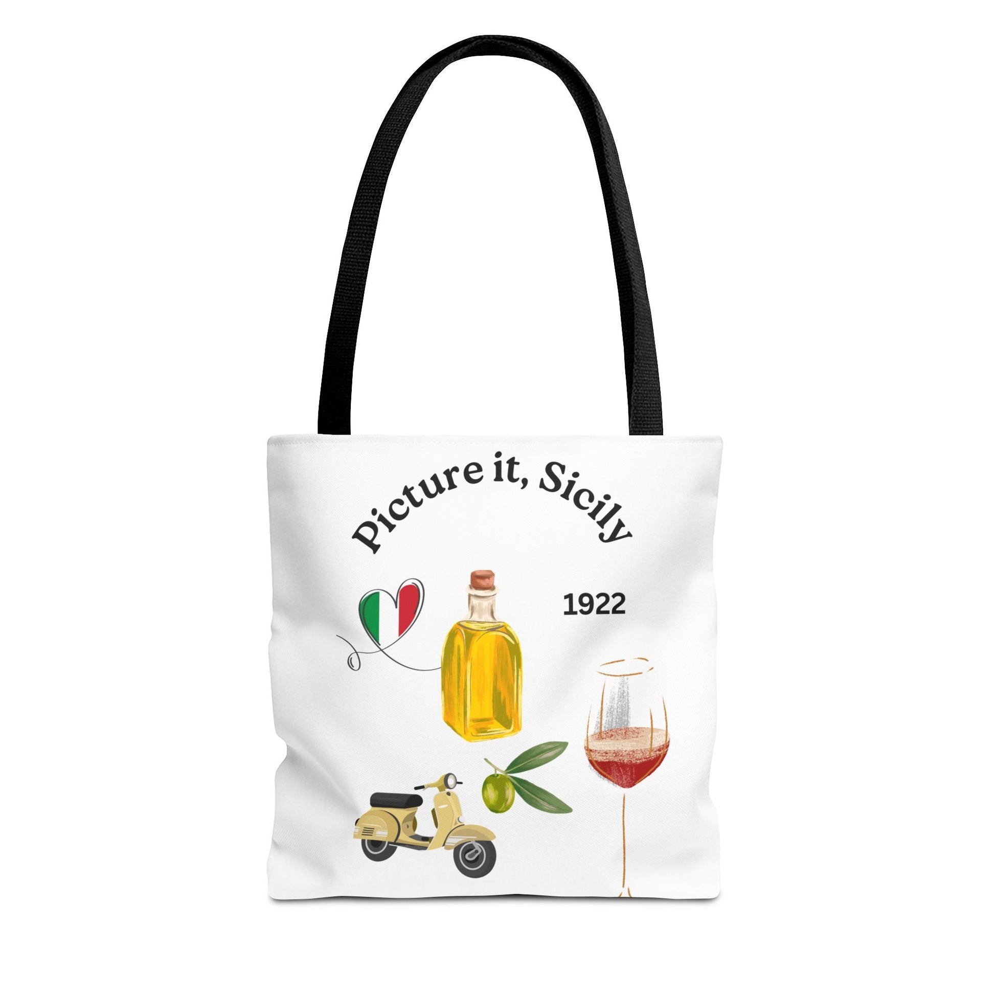 Sicily Tote Bag - Stylish Shopper, Beach Essential, Gift for Wine Lovers, Travel Bag, Unique Souvenir Printed both sides - AUNTIE VIKKI